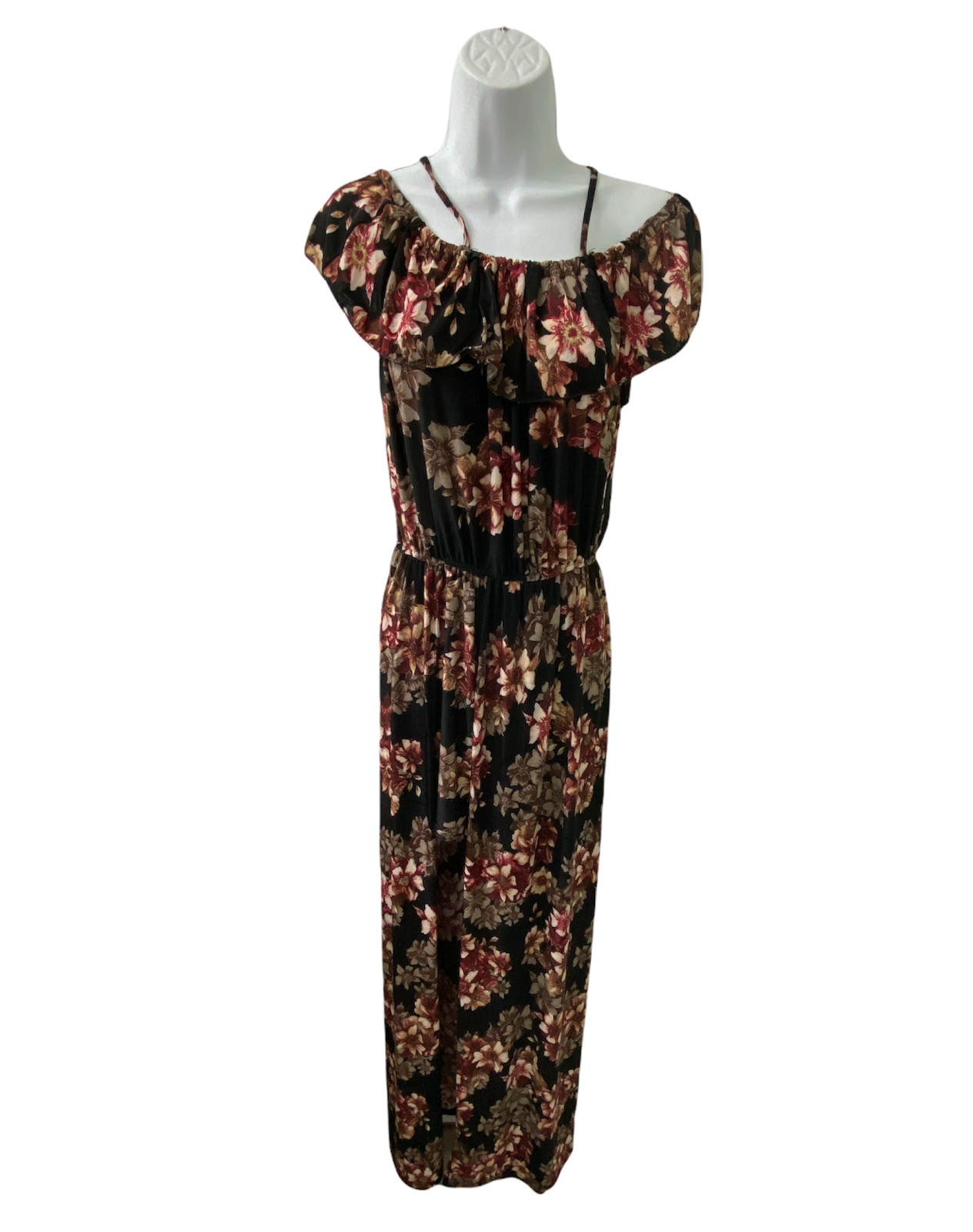 Peasant Maxi Dress Silk Blend High Low Floral Split Built In Shorts Woman’s XXL