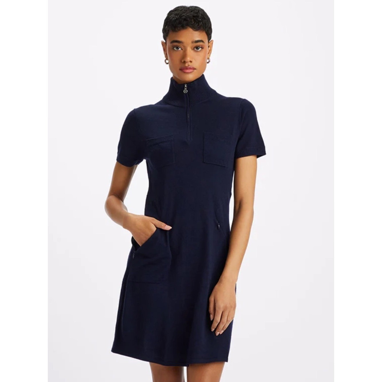 G/Fore woman merino wool quarter zip polo sweater dress $299 medium