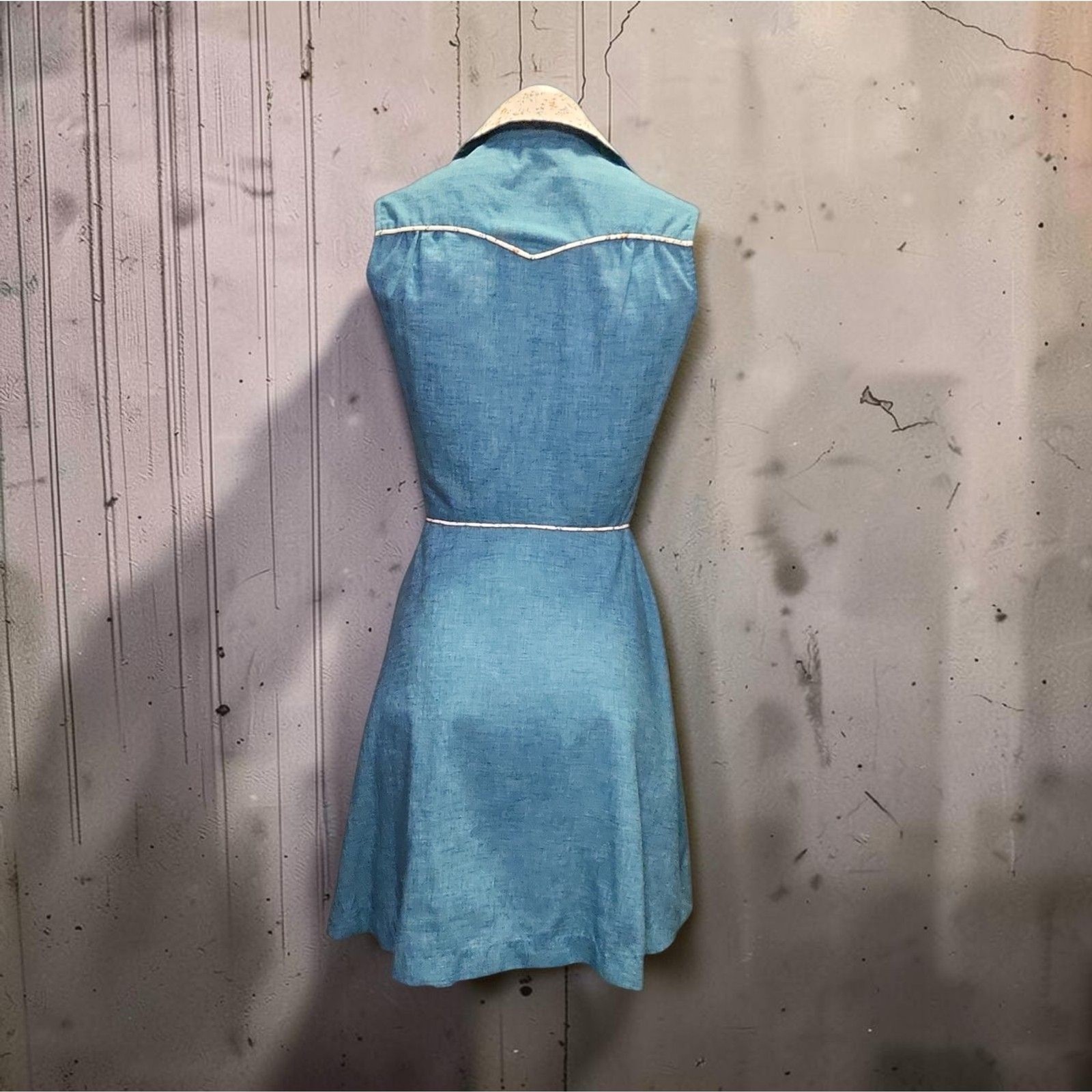 Vtg 70s Nancy B California Mod Pixie Oversized Collar Dress