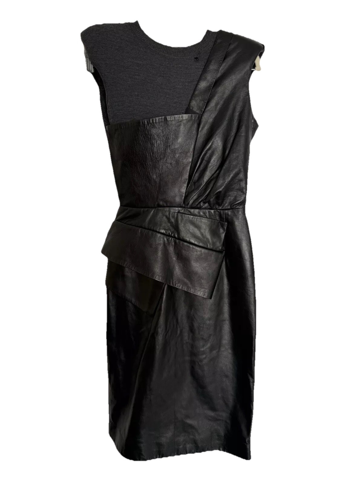 SPORTMAX Defile – Made In Italy – Lamb Leather And Wool Dress Size 2 Flaws