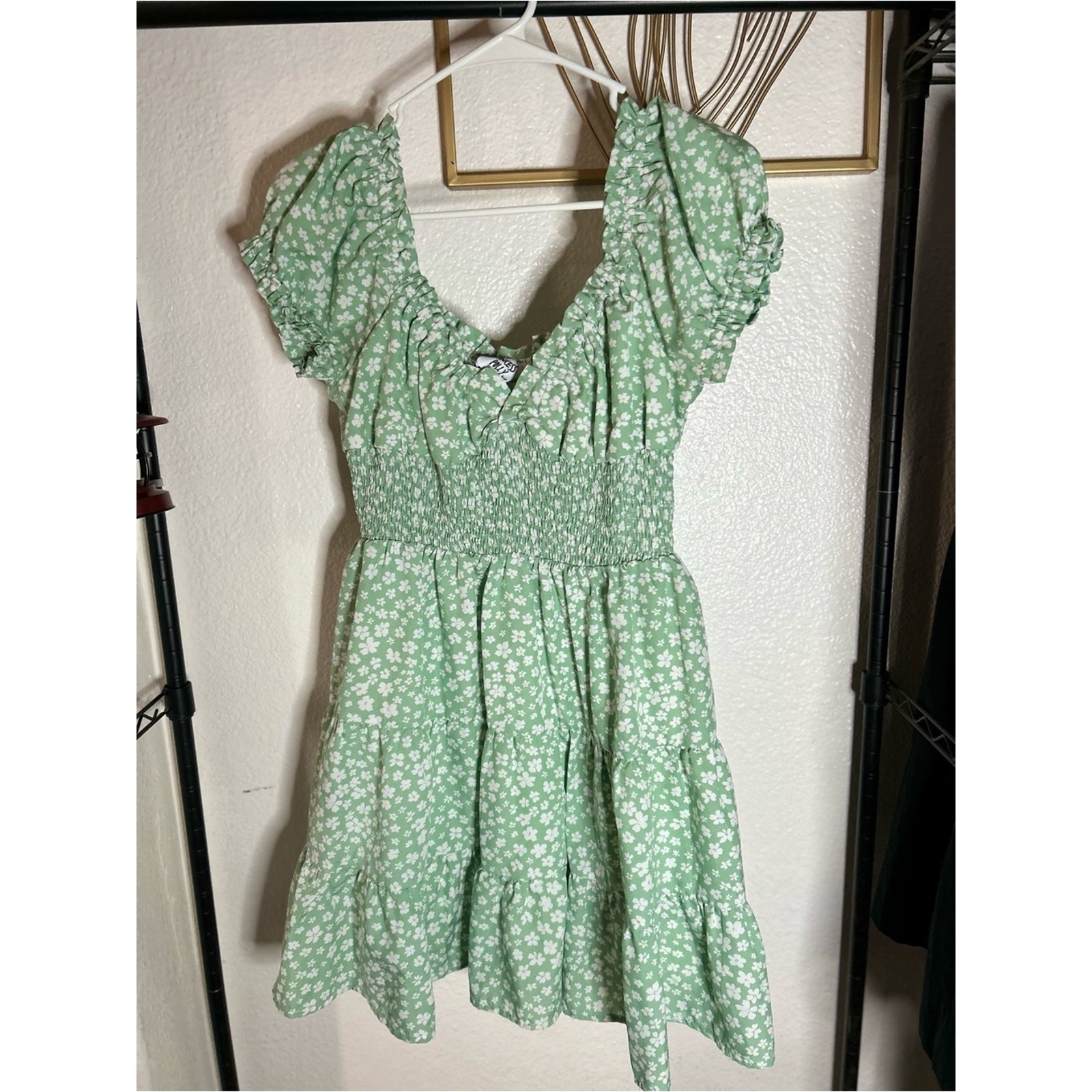 Princess Polly Mint Green Floral Smocked Mini Dress