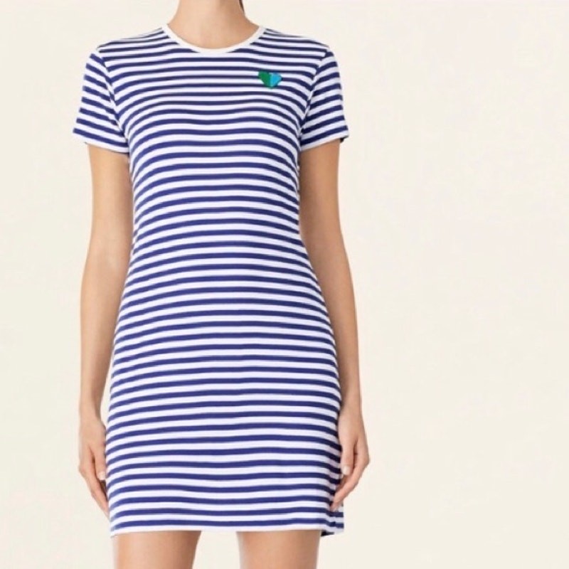 Tory Burch Tory Sport Striped Mini Tshirt Dress with Heart
