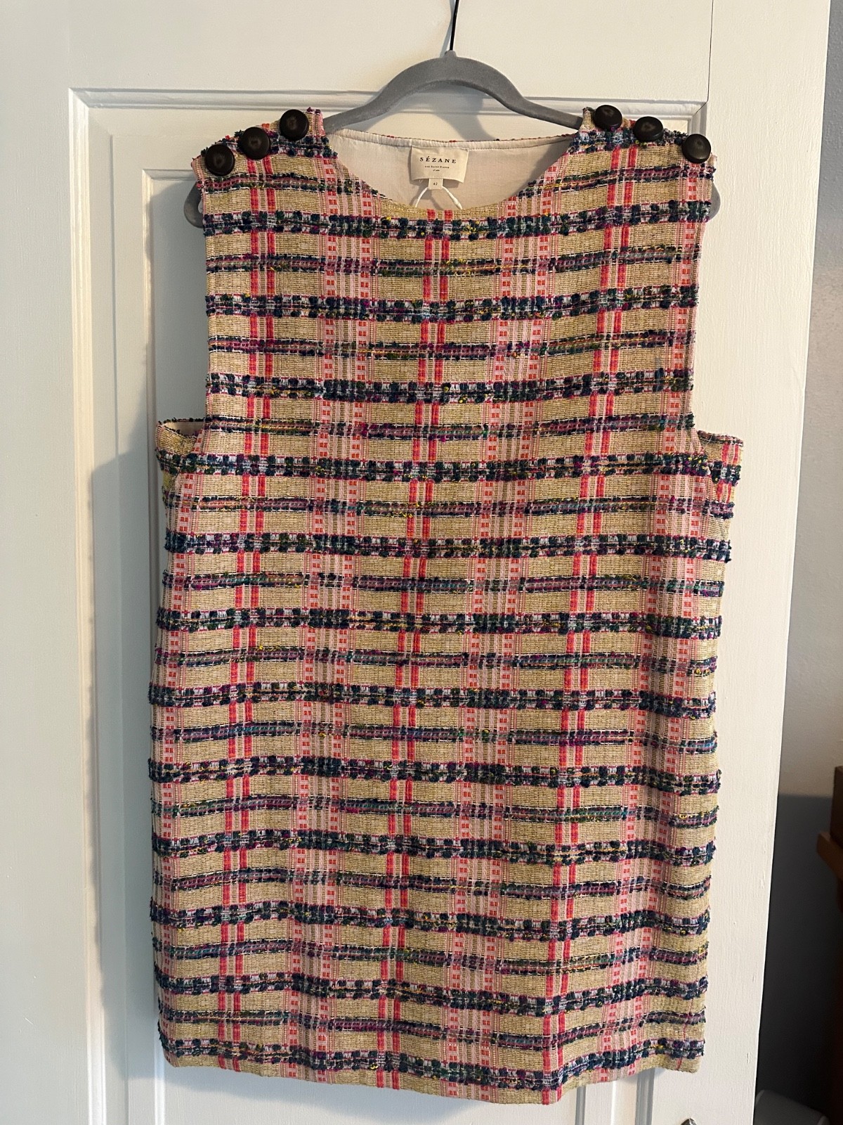 sezane multicolored tweed mini dress