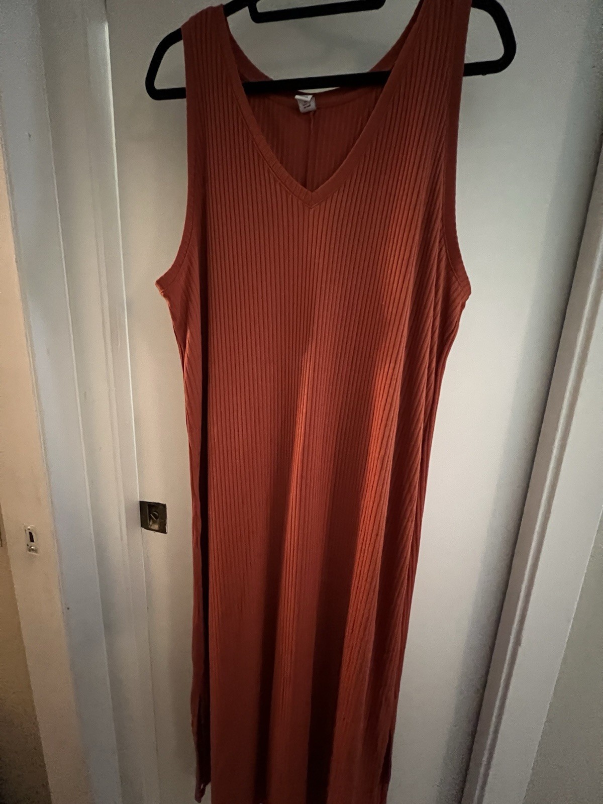 Old Navy Orange Midi Dress Ribbed Pattern