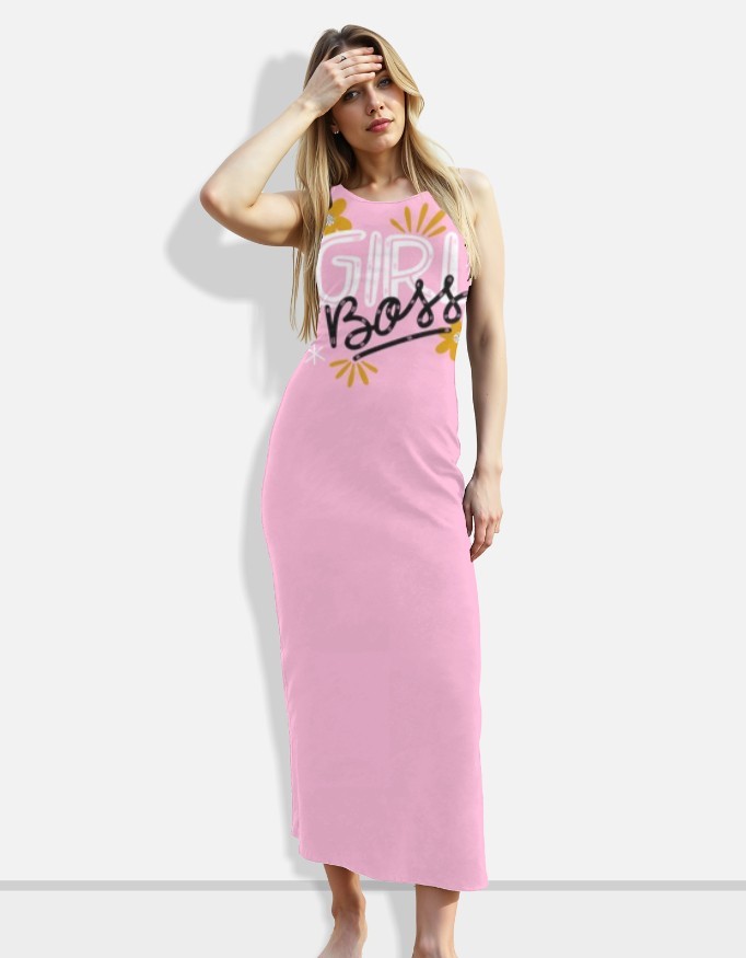 AOP (All Over Printed) Pink Color Bodycon Dress For Women Custom Printed