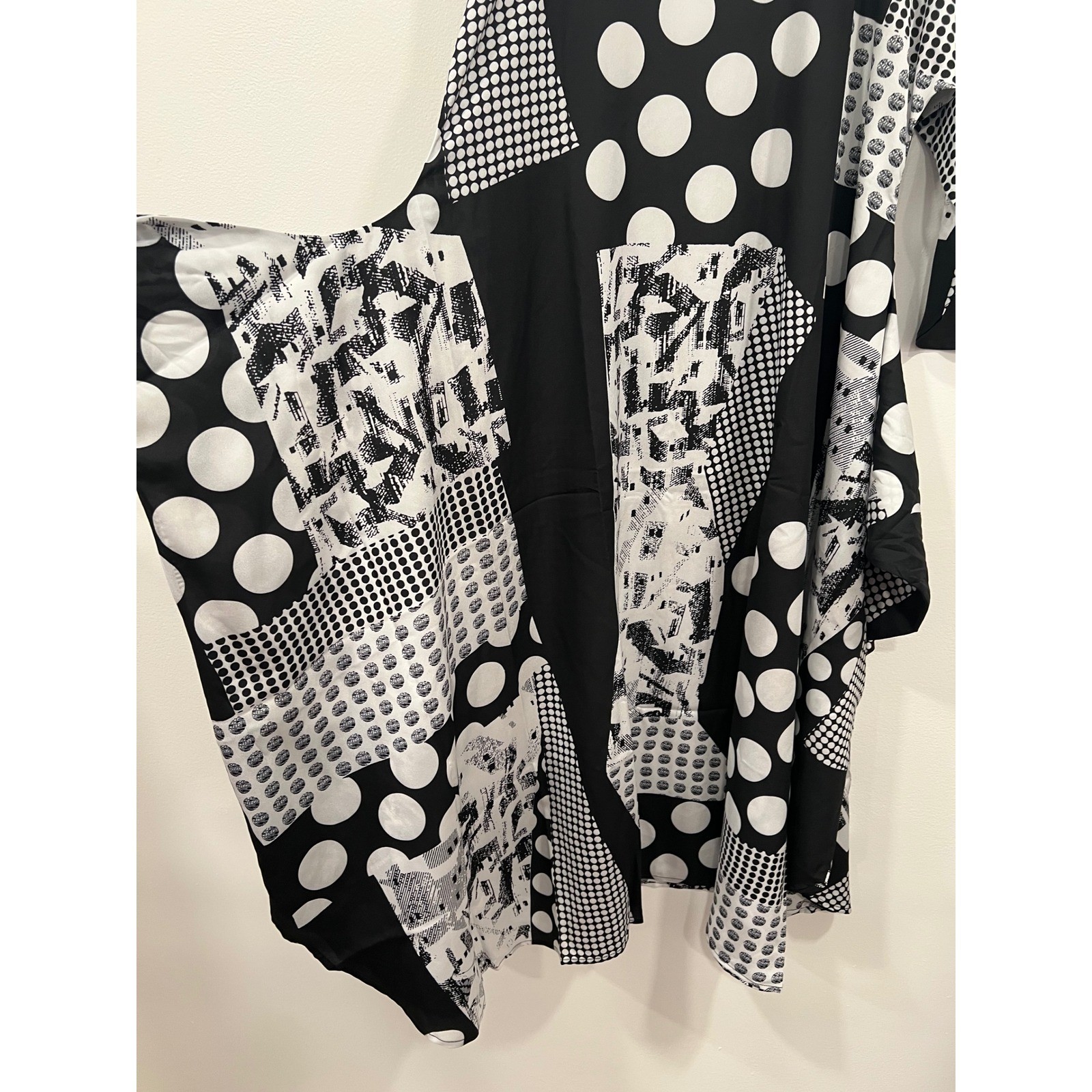 CAARA Midi Dress Womens Medium Black White Polka Dot Tie Waist ModiChic Office