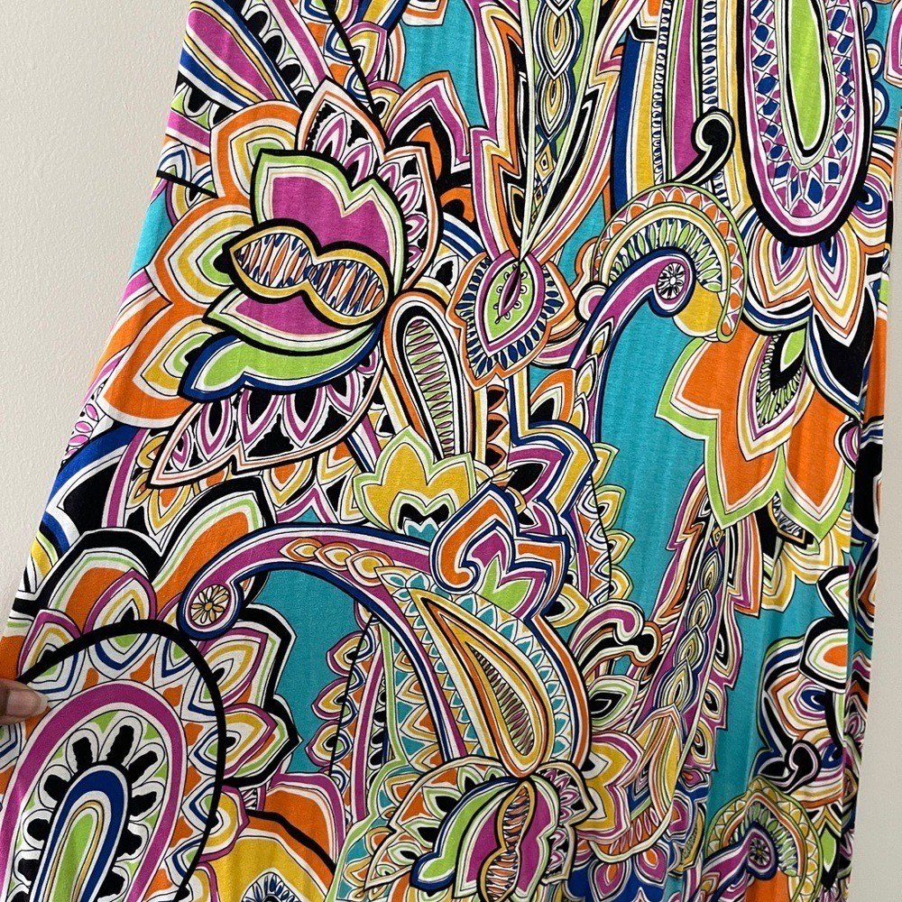 Klozlyne Maxi Dress Womens Medium Multicolored Paisley Bright Indie Funky Summer