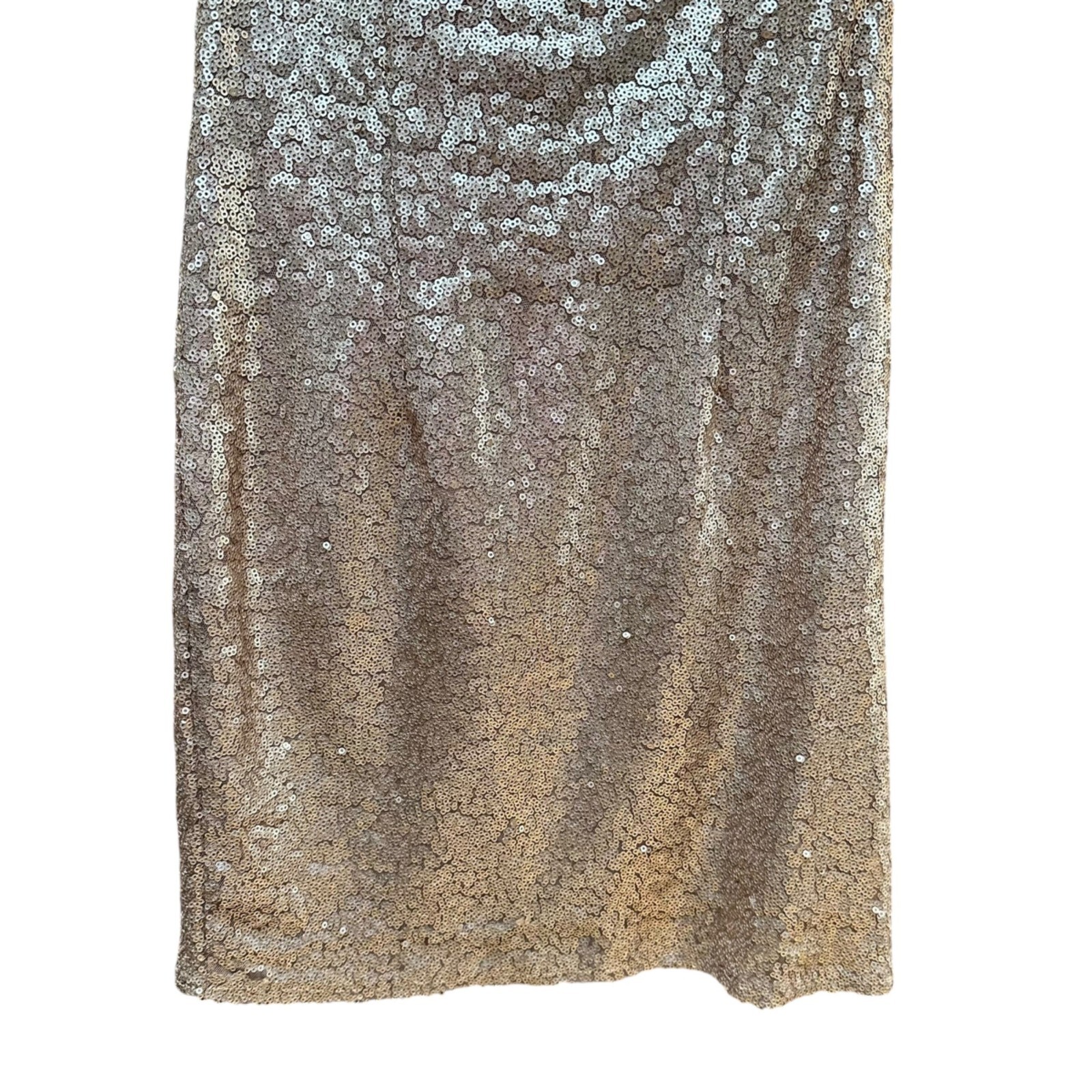 Lulus Dress Shine Time Rose Gold Sequin Cowl Neck & Back Holiday Wedding Size XS