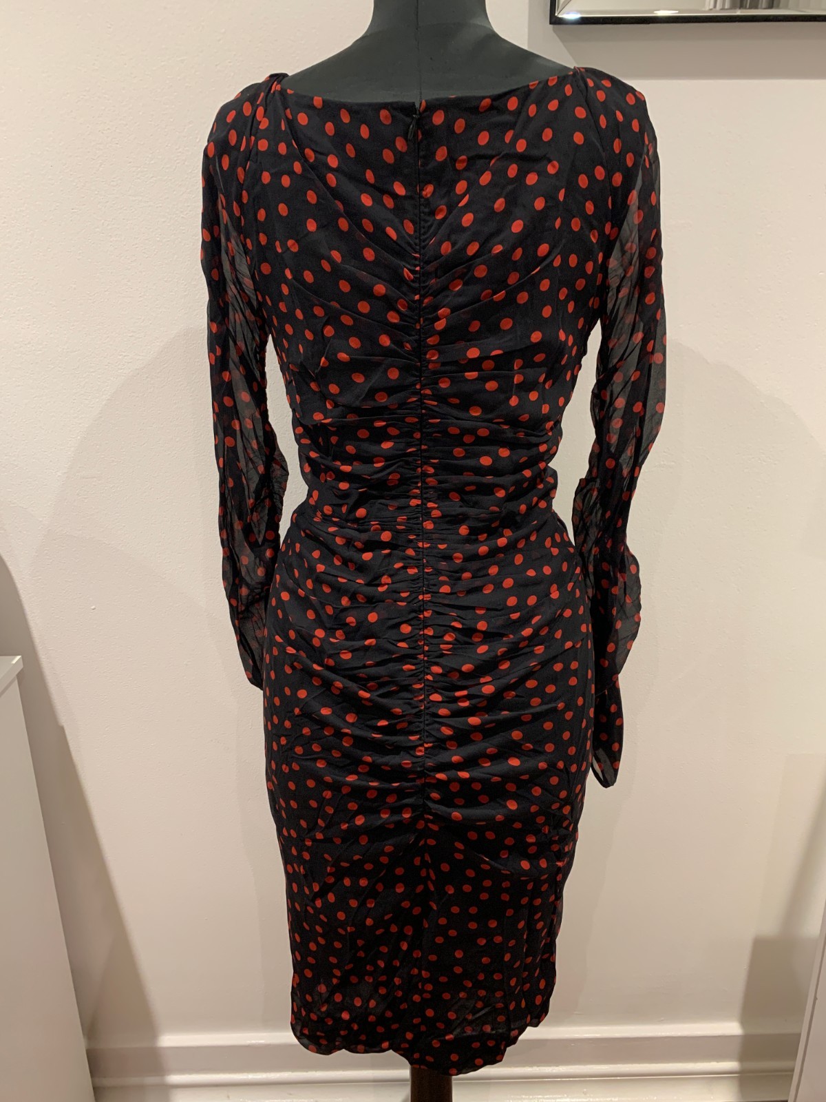 Dolce and Gabbana D&G black polka dot silk chiffon dress IT46 UK12 US8 EU38