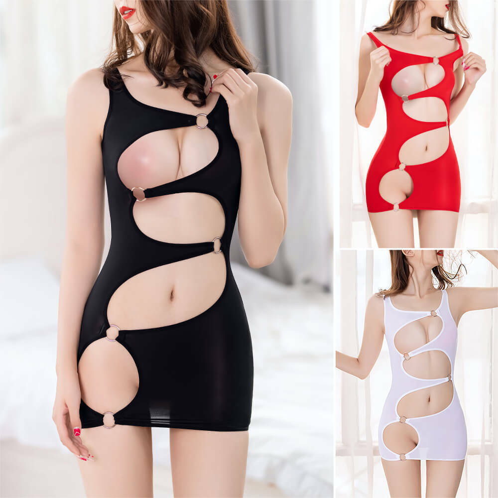 Women’s Stretch Bodycon Cocktail Mini Dress Hollow Out Sheer Lingerie Party Club