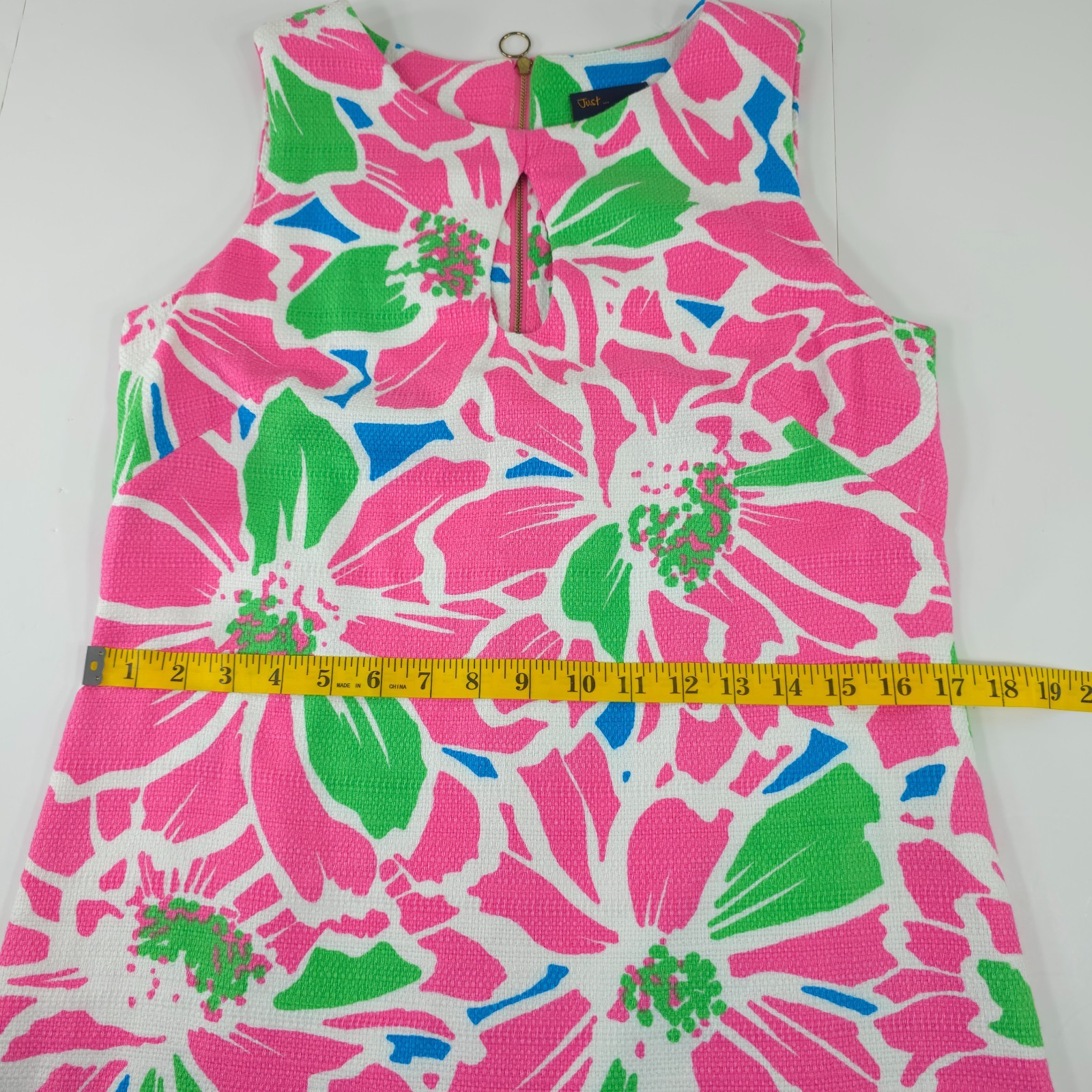 JUST TAYLOR PINK FLORAL PRINT SHIFT MINI DRESS WOMEN’S SIZE 8 SLEEVELESS STRETCH