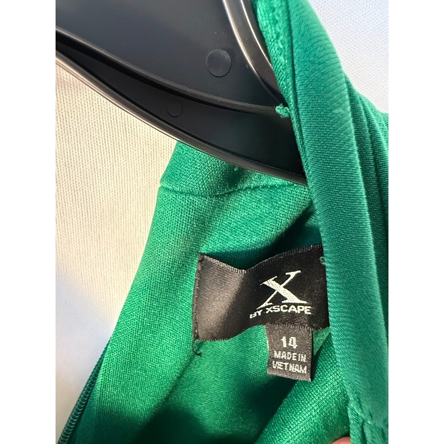 XSCAPE Womens High-Neck Ruffled-Fron Green 14