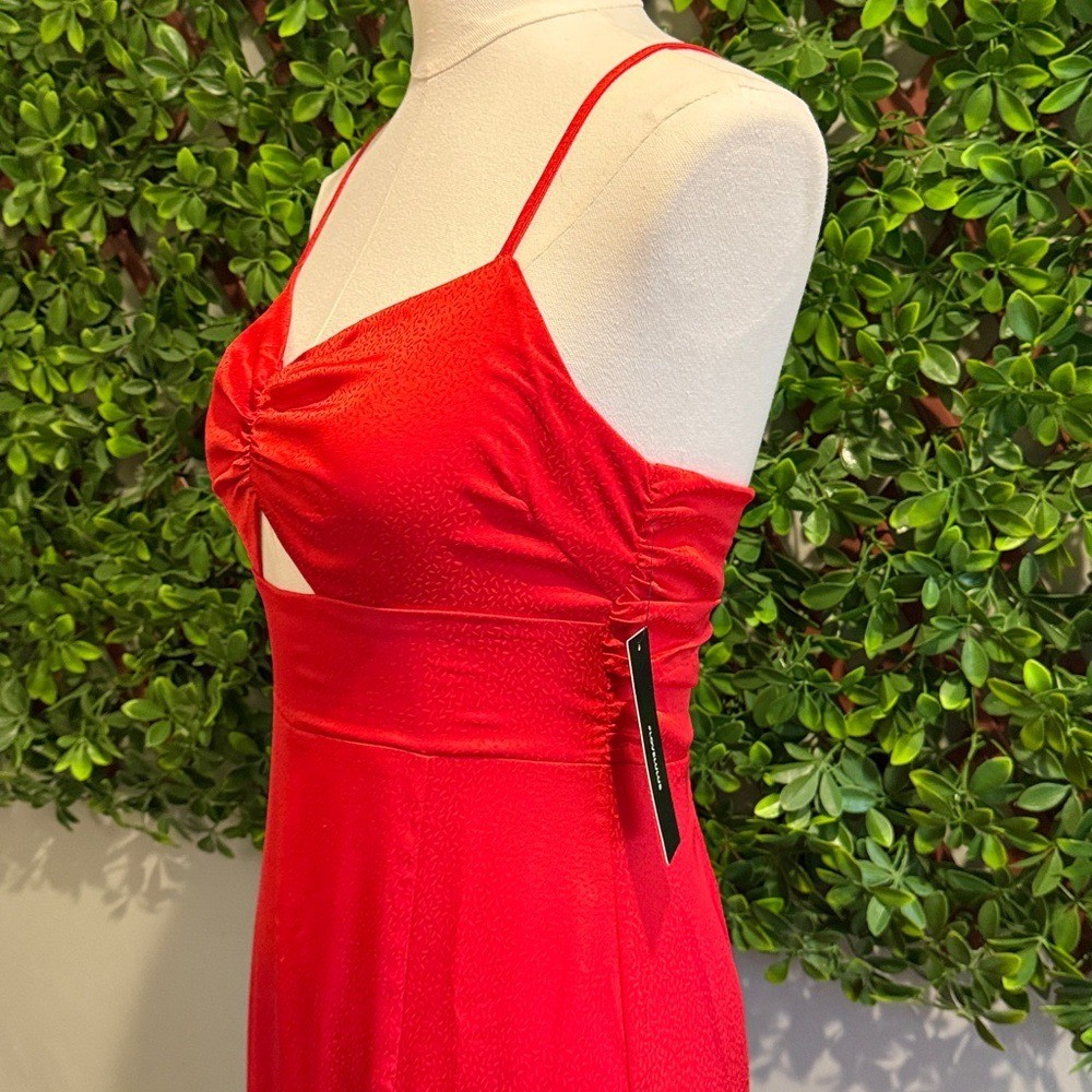 Renata Red Print Satin Dress