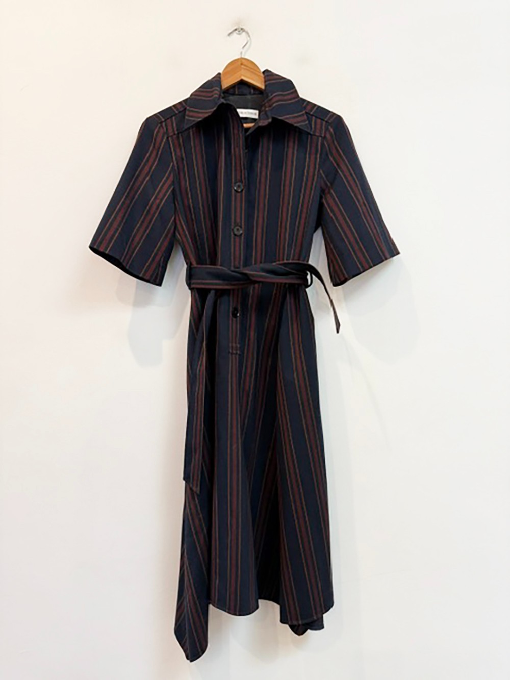 Designer Scanlan Theodore Size 8 Virgin Wool Blend Stripe Midi Women’s Dress