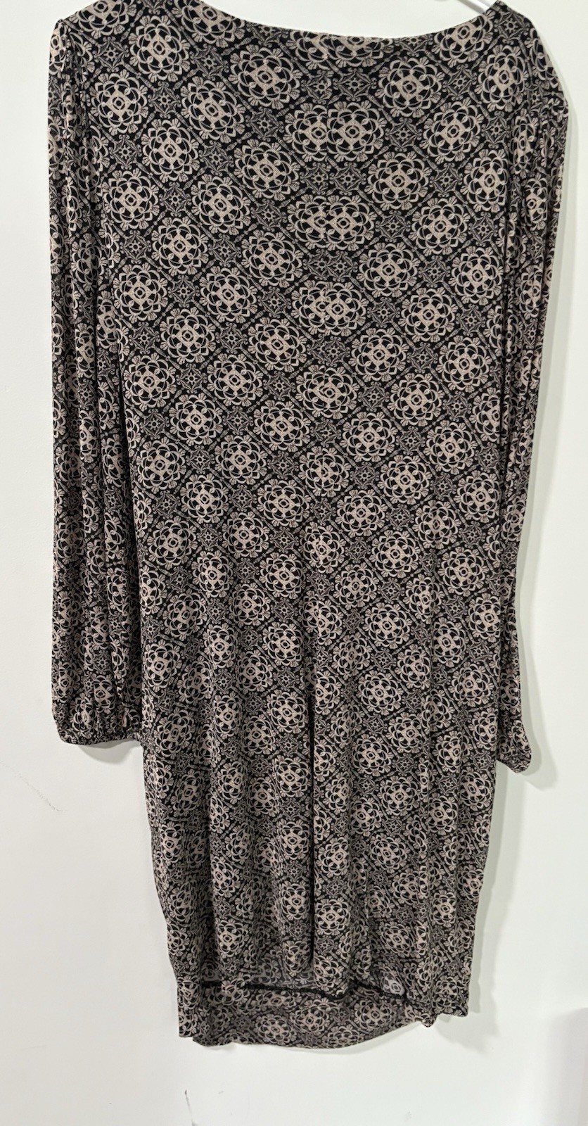 Marc New York Black Beige Patterned Ruched Dress Size 16