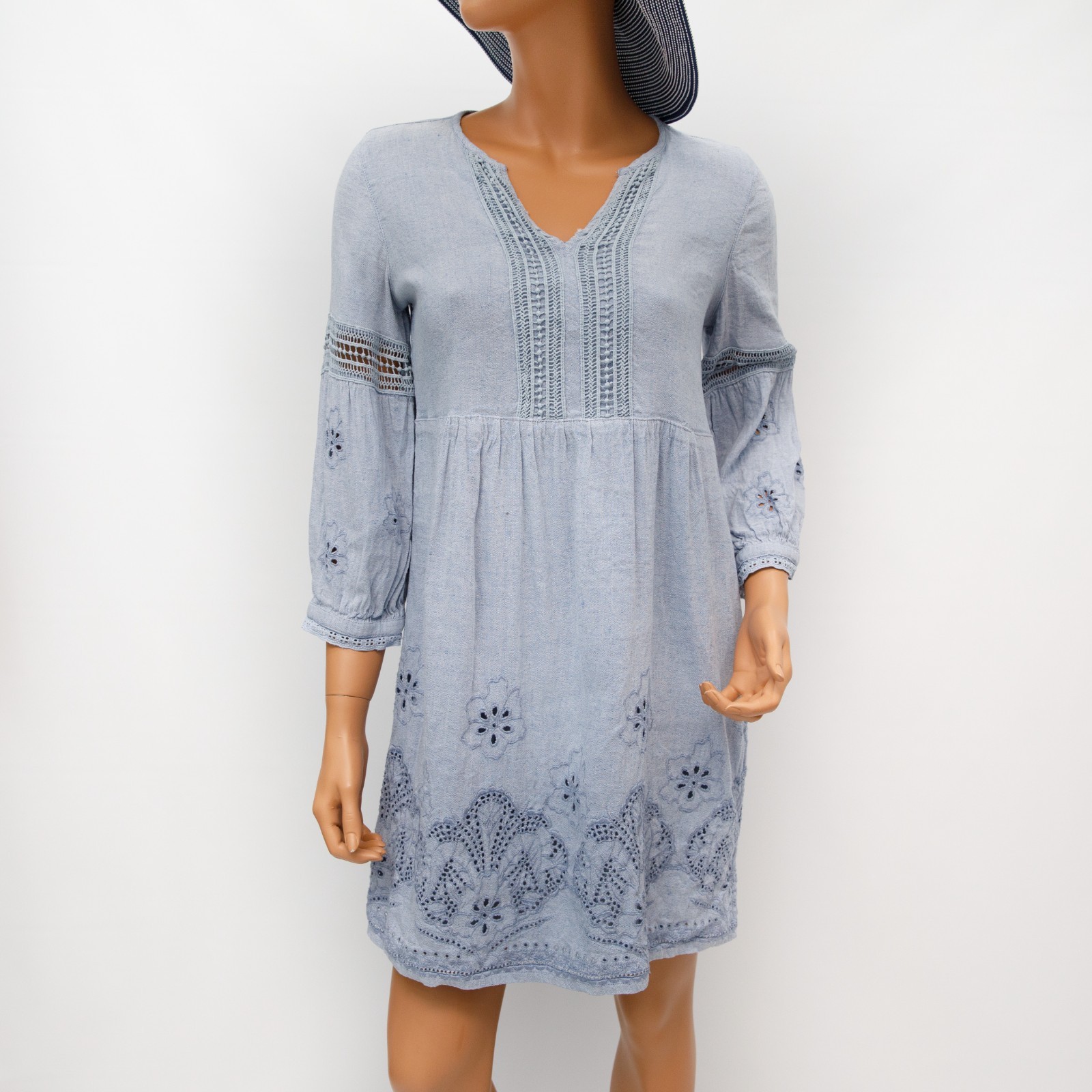 Tommy Bahama Embroidered Linen-Blend Dress XS