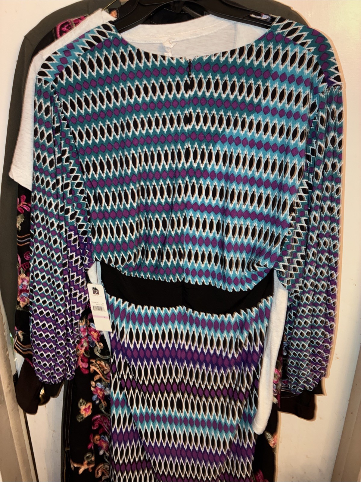 Laundry by Design Purple Teal Black Geometric Print Dress Women’s Size 6 NWT