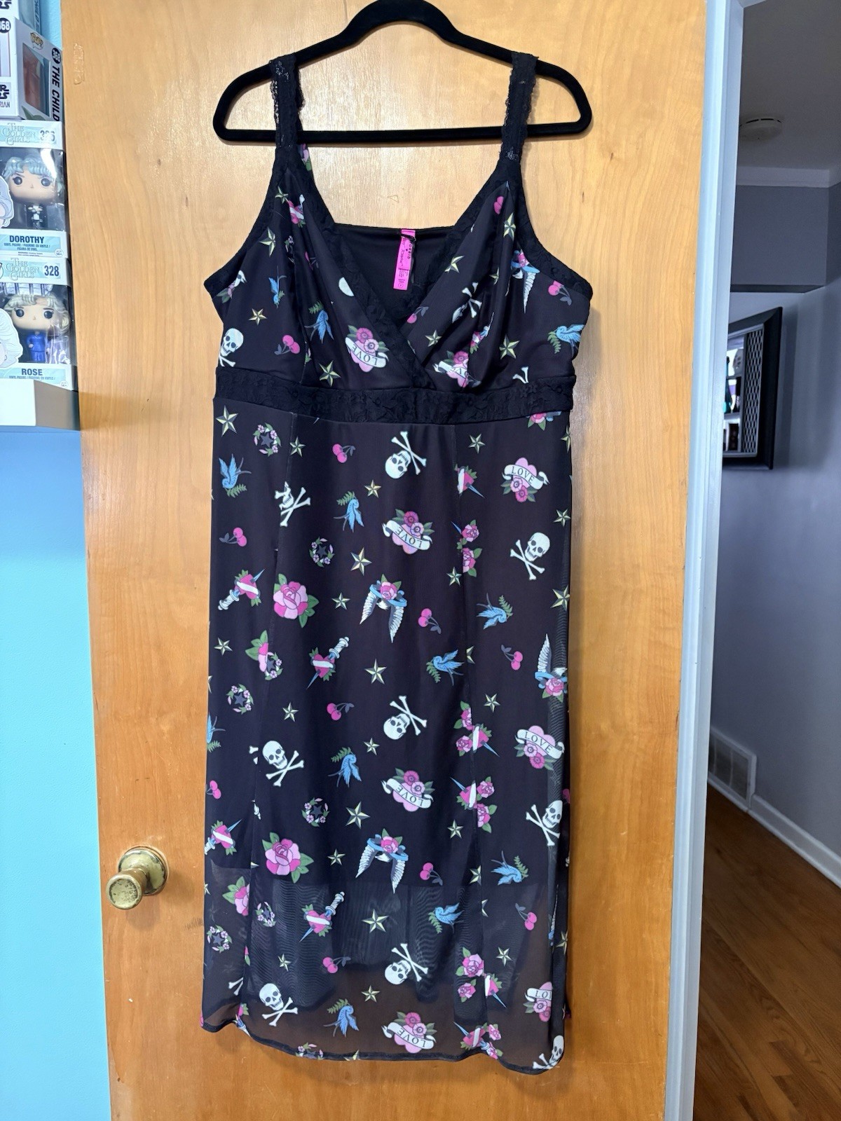 Womens Torrid Betsey Johnson Tattoo Midi Dress Black Mesh Size 2 2X 18-20 NWT