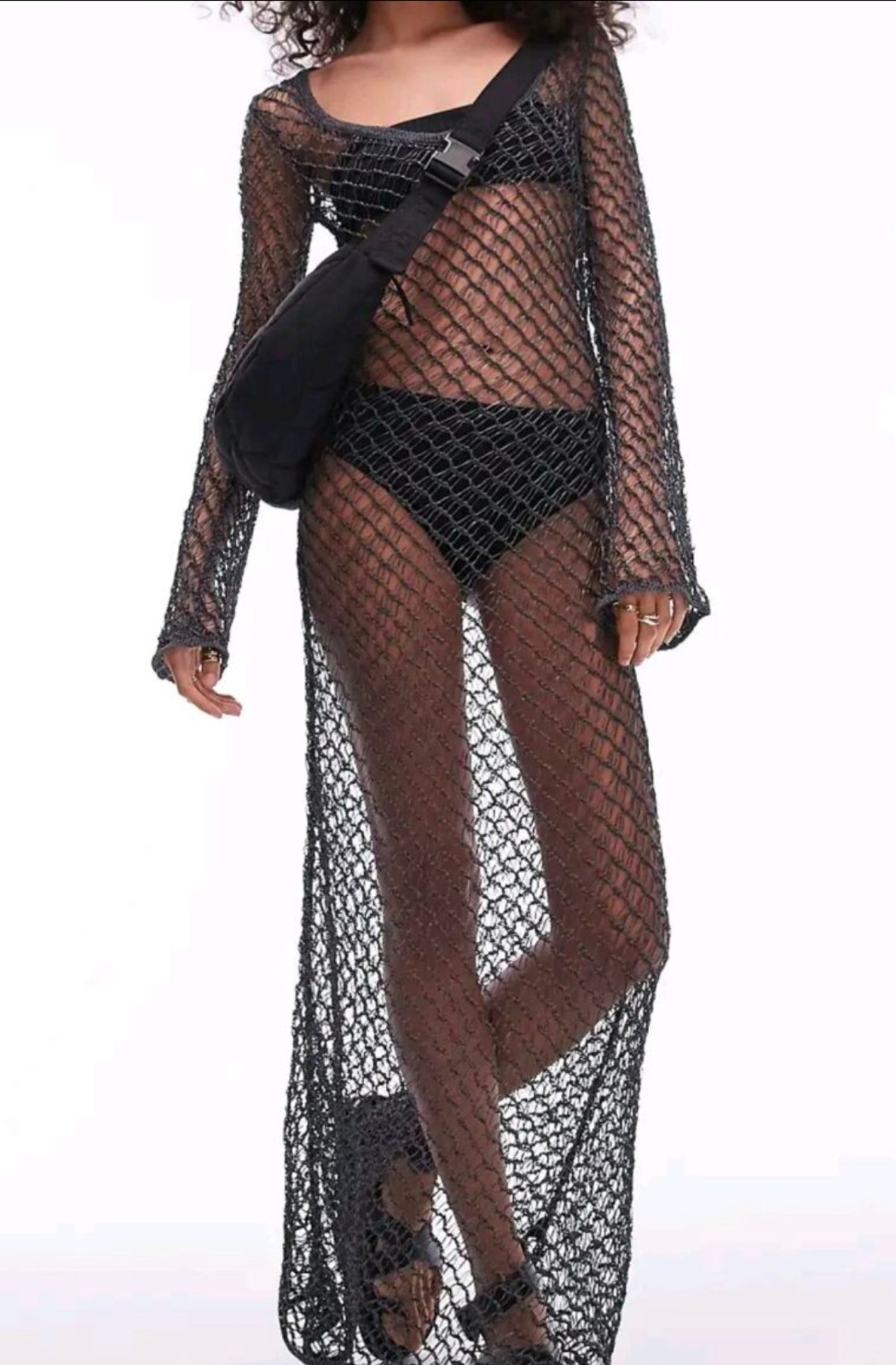 Topshop Knitted Open Stitch Maxi Dress