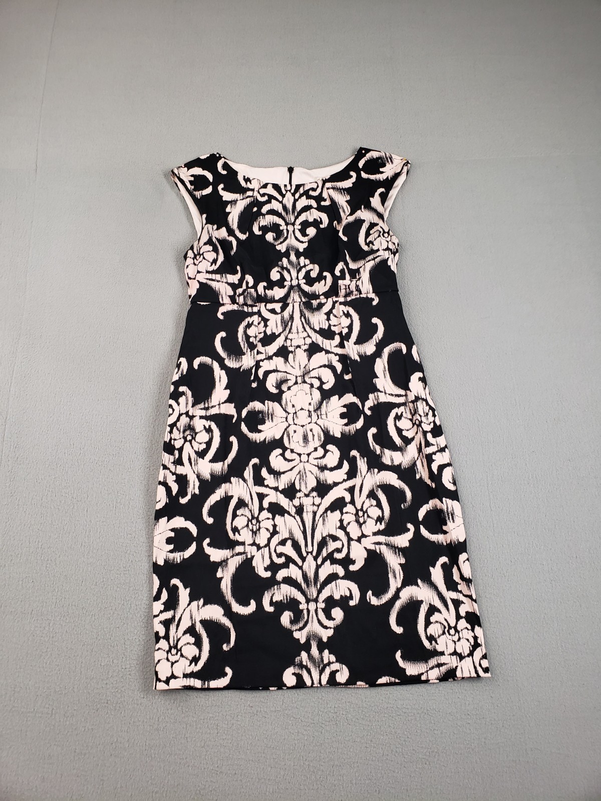 DB Established 1962 Women Sheath Dress 10P Black Pattern Cap Sleeve Party