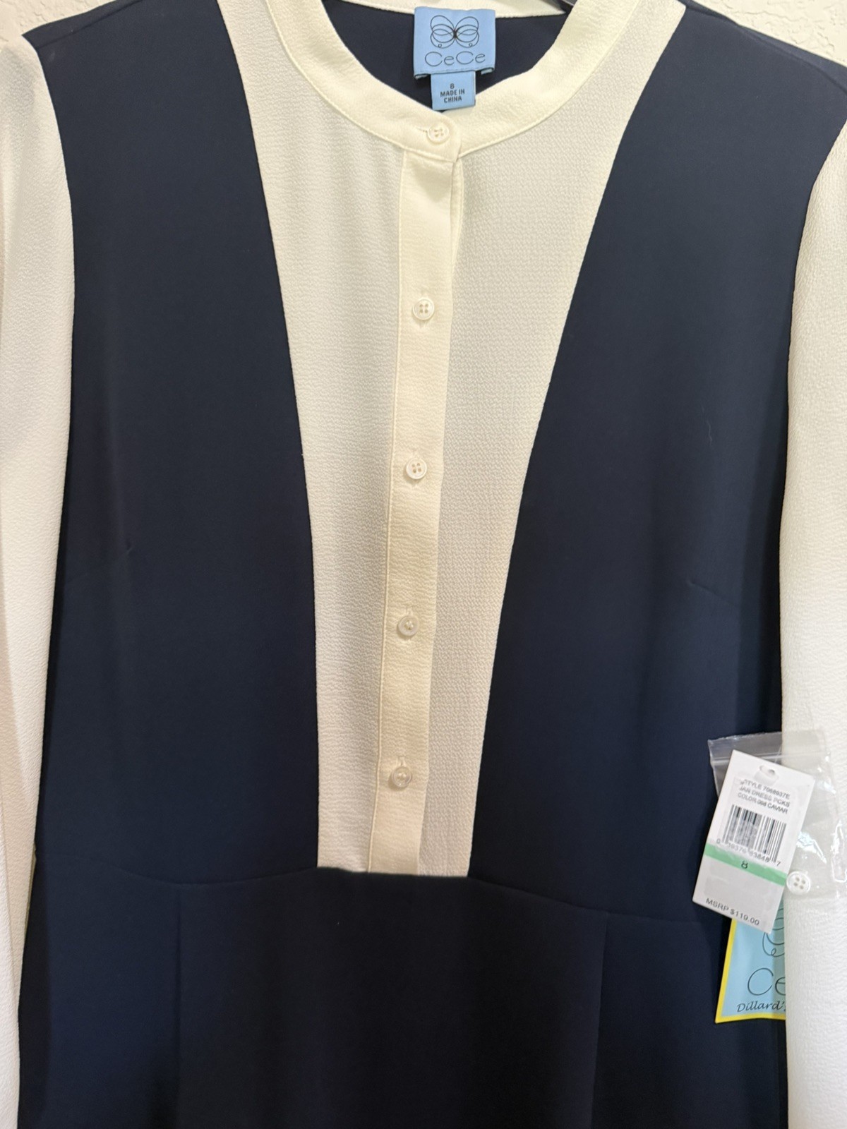 Ladies CeCe Navy & Cream Dress NWT