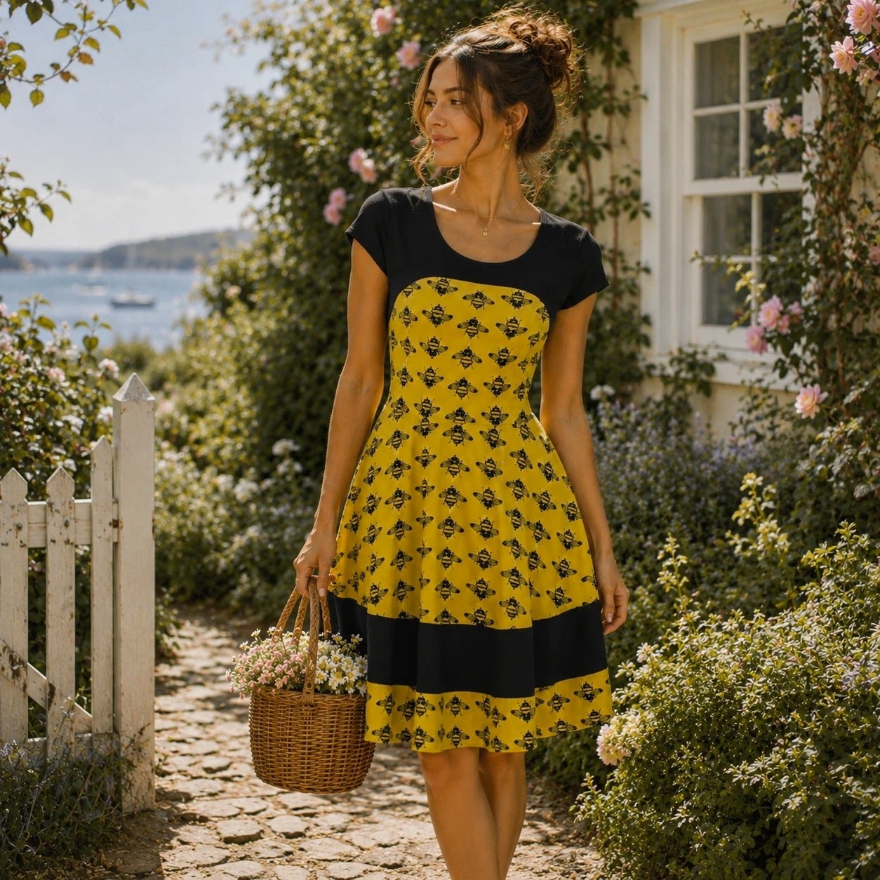 Effie’s Heart Napoli Colorblock Swing Dress M Geometric Swirl Print Pockets