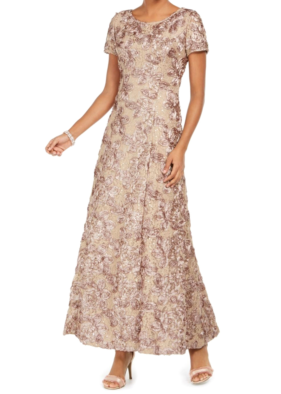 Alex Evenings Rosette A-Line Gown MSRP $269 Size 12 # 14B 2444-12 Blm