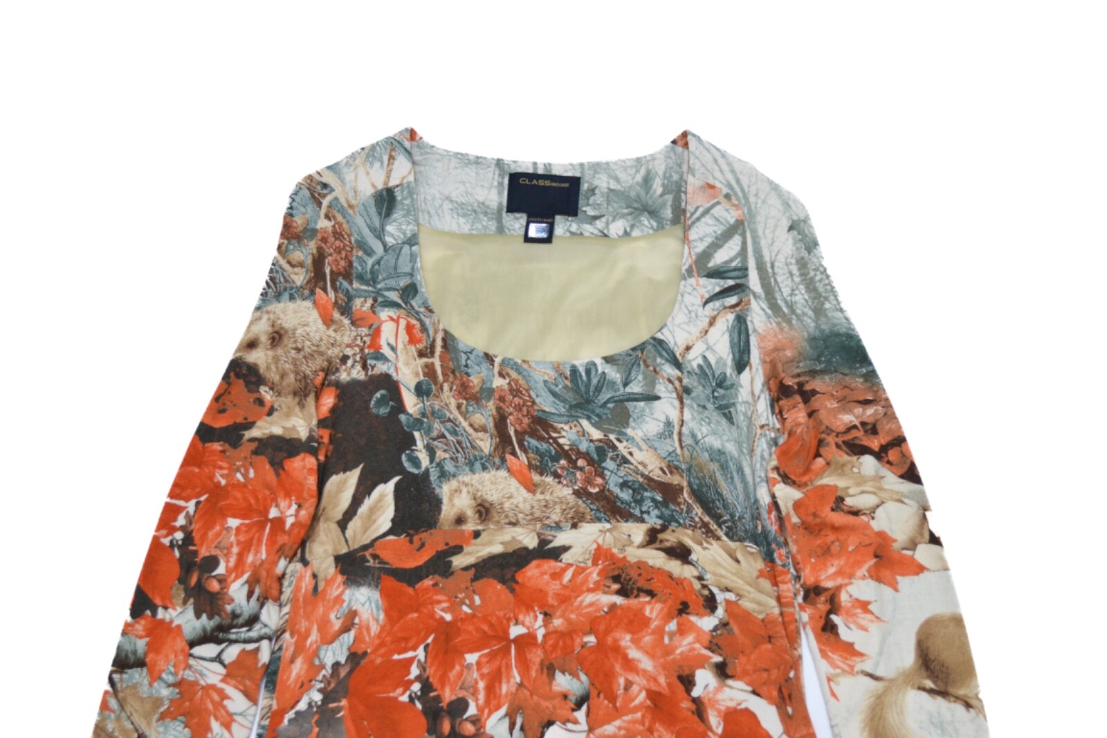 Class Roberto Cavalli Designer Autumn Forest Printed Dress Size I 44 US 10 F 40