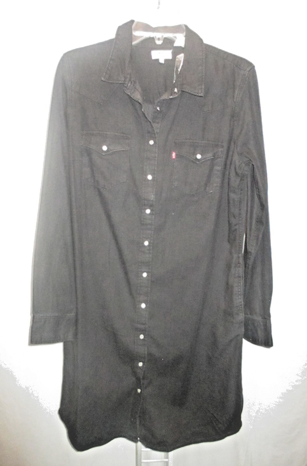 NWT Levis Dress L Black Denim Pearl Snap Pocketed Women’s