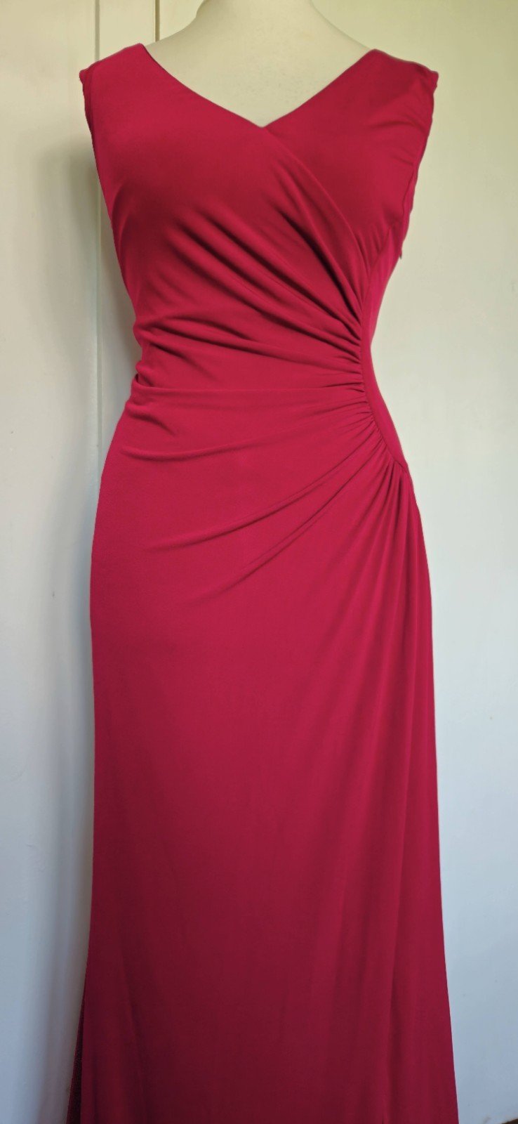 COAST Dress Sz 14 Red maxi prom long party wedding Guest Evening Ruched Cruise