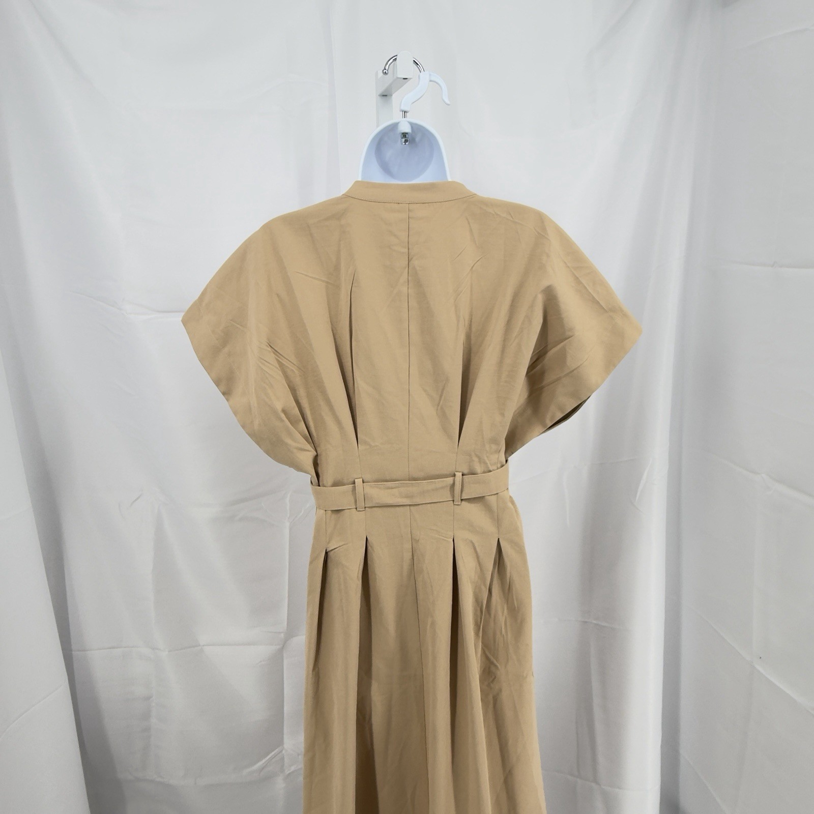 New Aveloria Minimalist Tan Belted Structured Retro Style Work Dress Women’s SM
