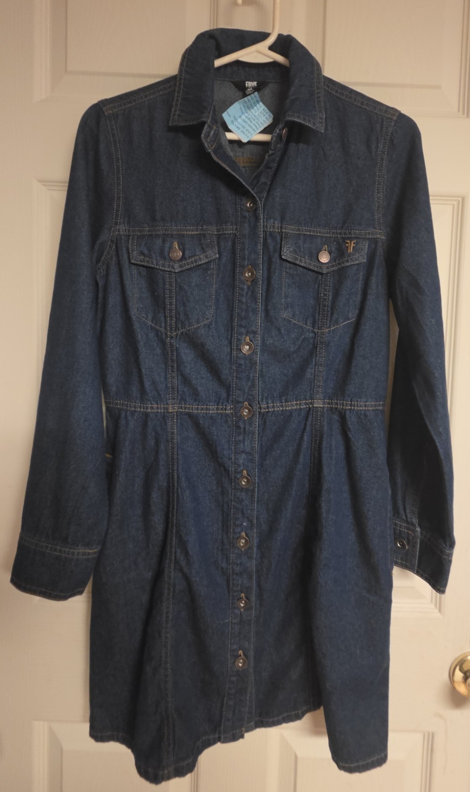 Frye Longsleave Jean Dress, Dark Wash, Size XS, New