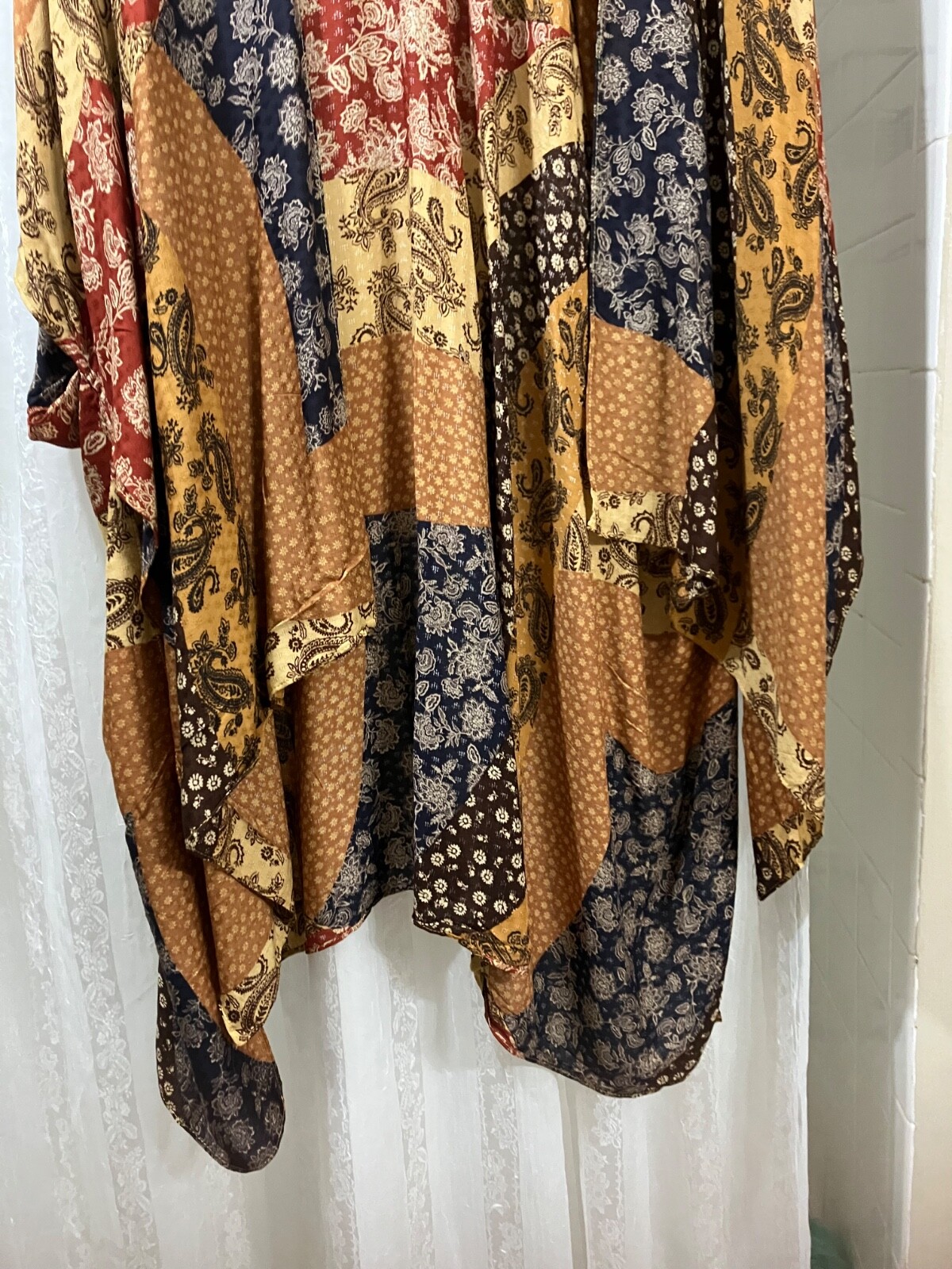 Brown Pattern 3 Piece Set. Bohemian Dress with Cover and Hat.