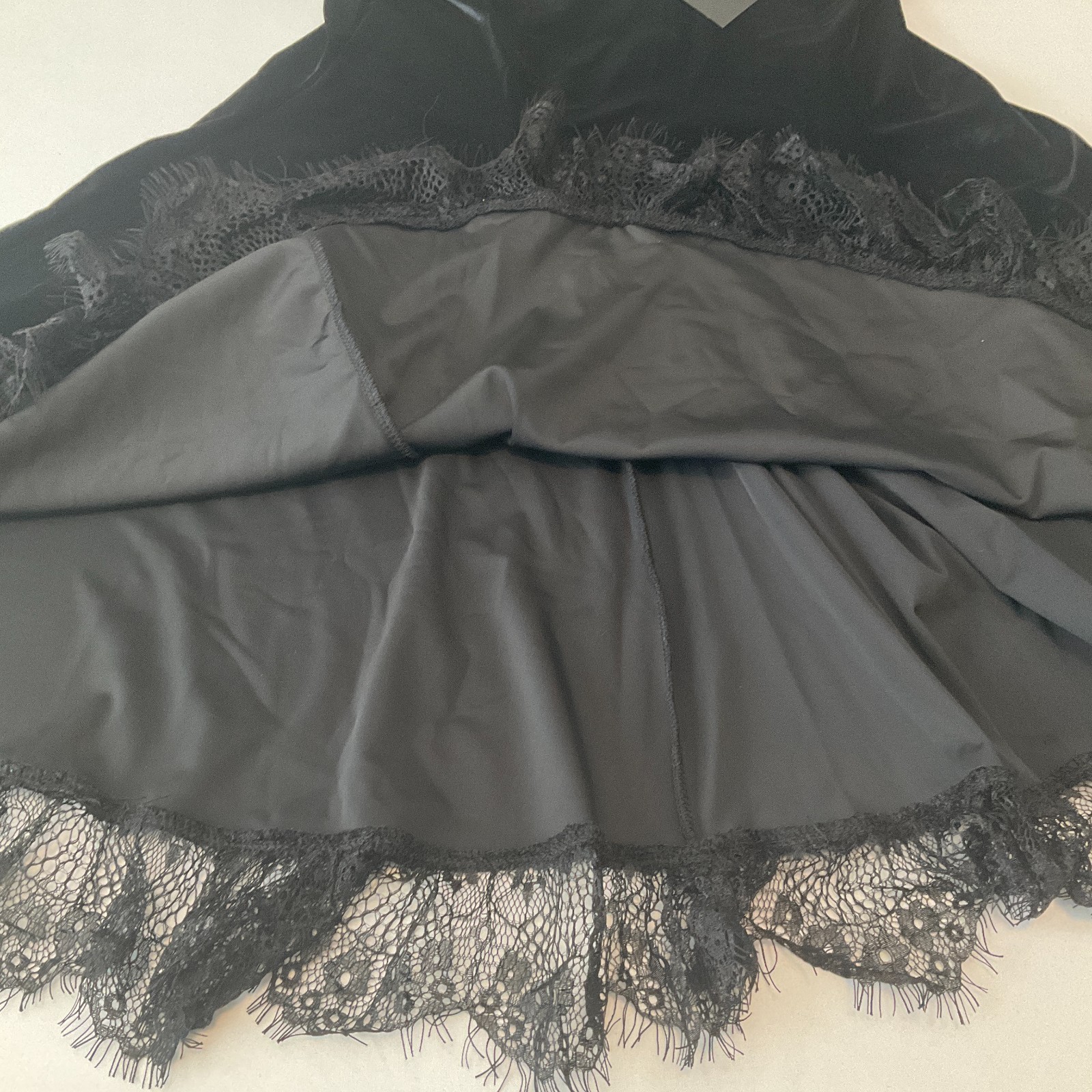 Dolls Kill Widow Dress Womens Size XL Black Velvet Zip Lace Stretch Straps Wired