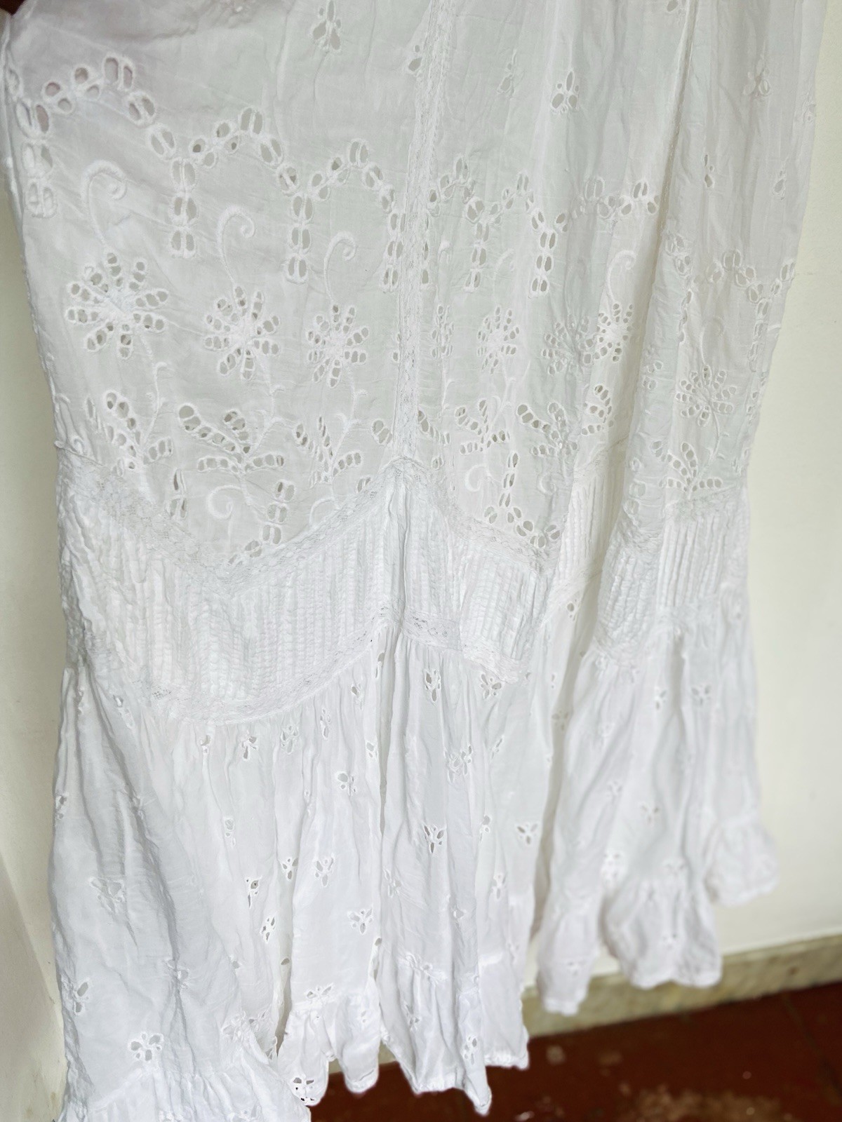 ByTIMO Broderie Anglaise White Cotton /viscose Maxi Dress Ladies SZ S 8 – 10
