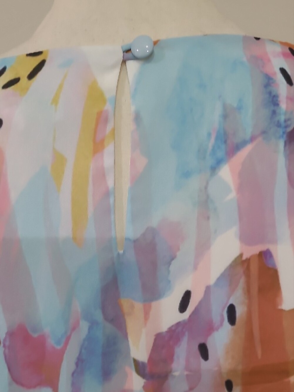 Jade Abstract Watercolor Print Shift Dress in Pastel Pink and Blue – Size M