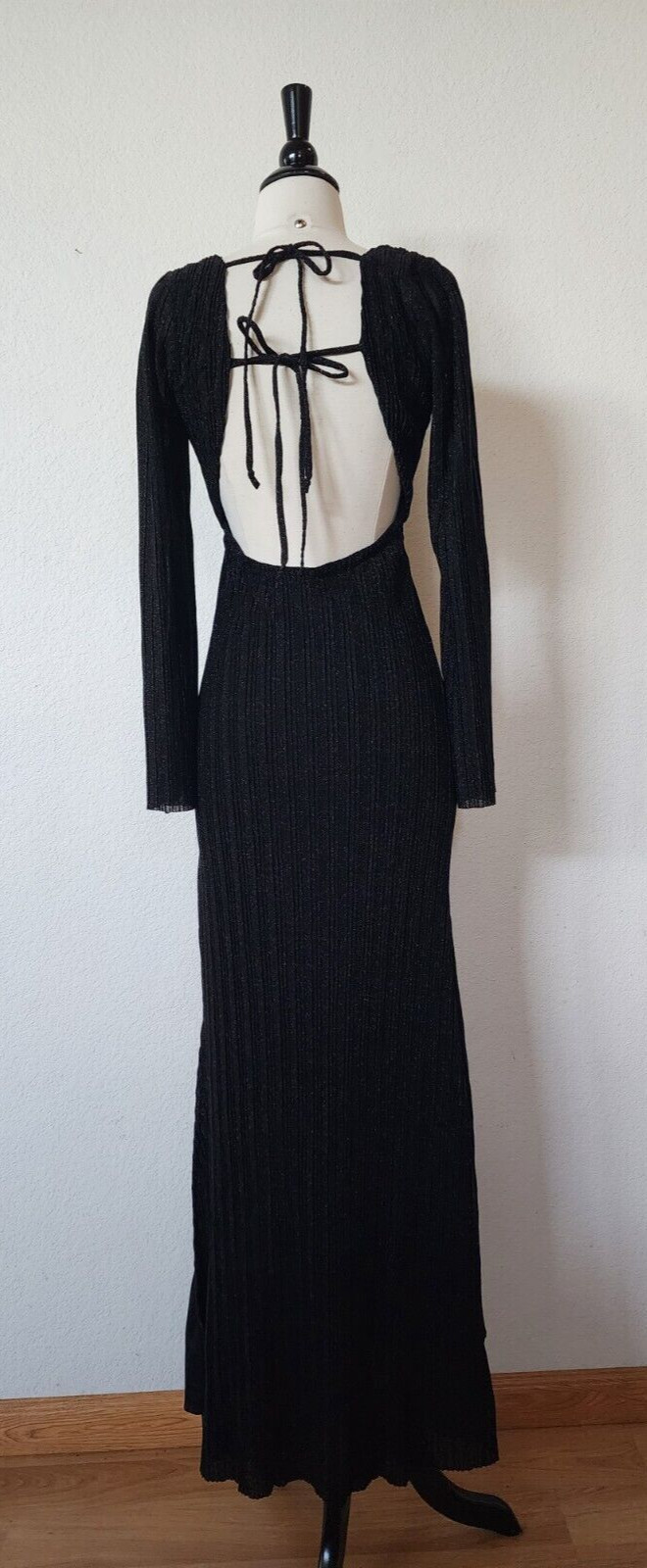 New Maxi Dress Size XS Black Cut Out Bow Elegant Chic Wedding