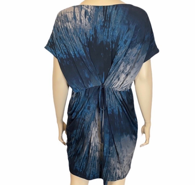 BEVERLY DRIVE Blue Tie Dye Waist Tie Dress 16-18