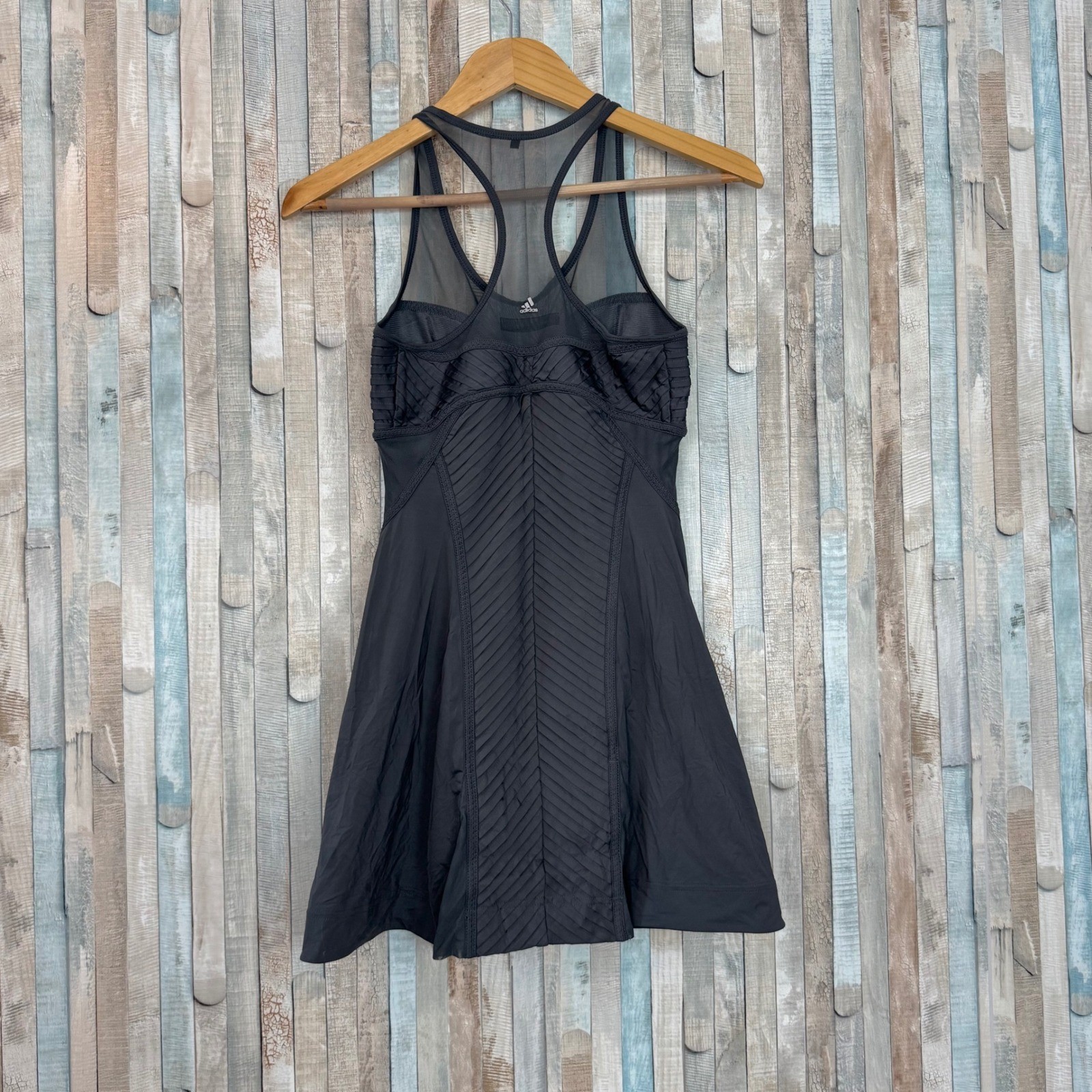 Adidas by Stella McCartney Mini Tennis Dress Mesh Pleated Racerback Charcoal 2 4