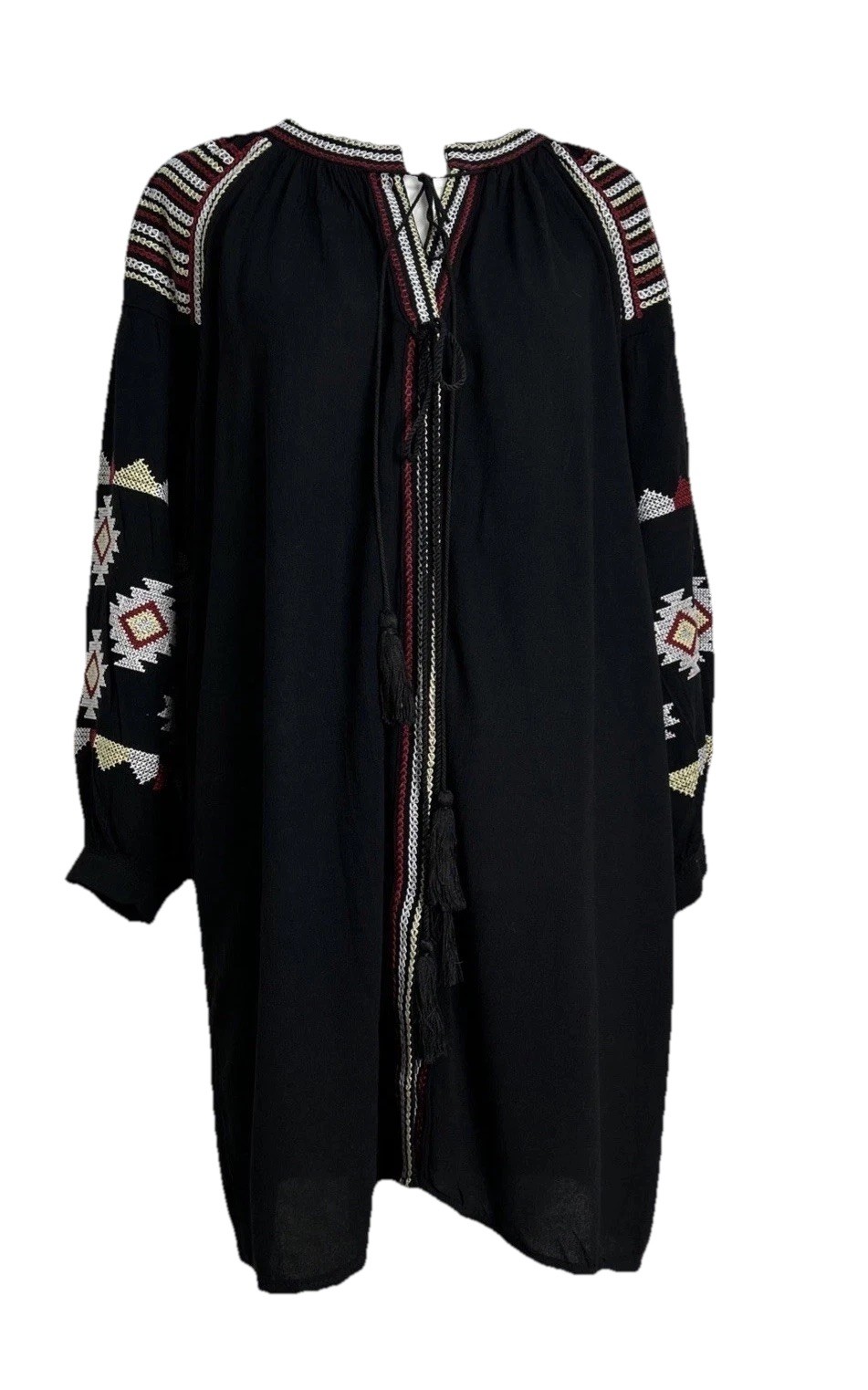 Velzera Aztec Bohemian Tunic Mini Dress Women Med. Festival Hippie Embroidered ￼