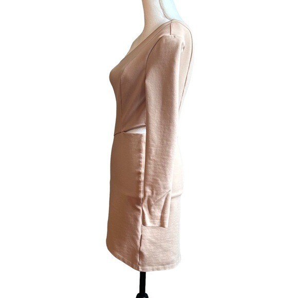 NBD Jackie Mini One Shoulder Cut Out Side Dress Revolve Woman Small Taupe Modern