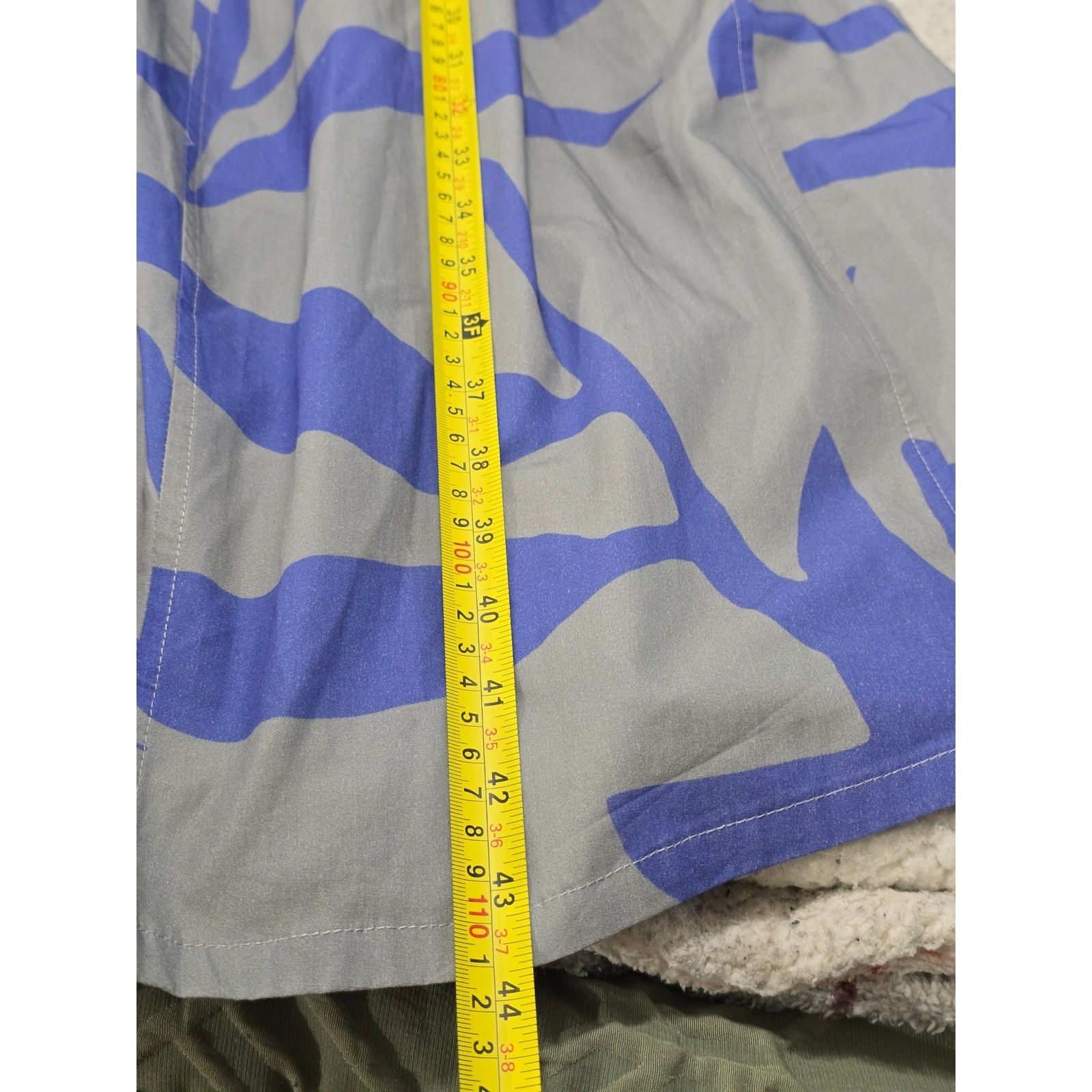 Gershon Bram Grey Blue Abstract Leaf Print Cotton Lagenlook Shift Dress Size M