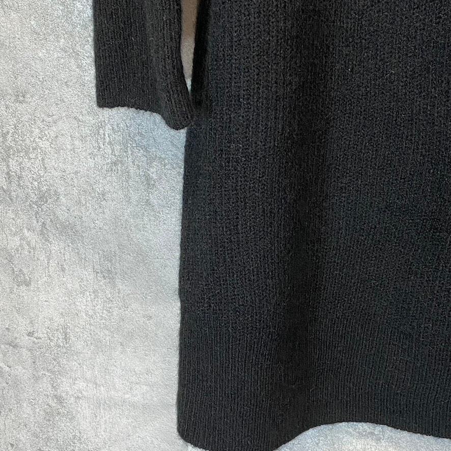 TOPSHOP Women’s Solid Black Crewneck Knit Mini Sweater Dress SZ 8-10 (M)