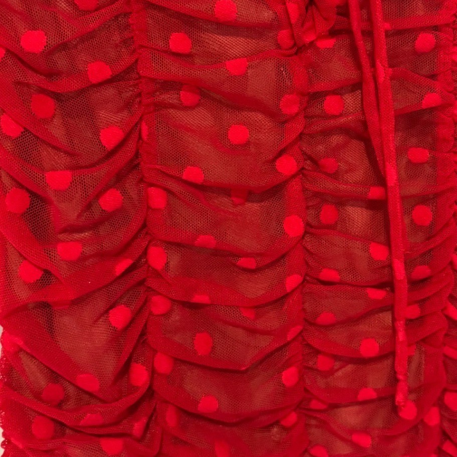 Revolve Majorelle Darling Red Ruched Body Con Mini Dress Size S Polka Dot Mesh