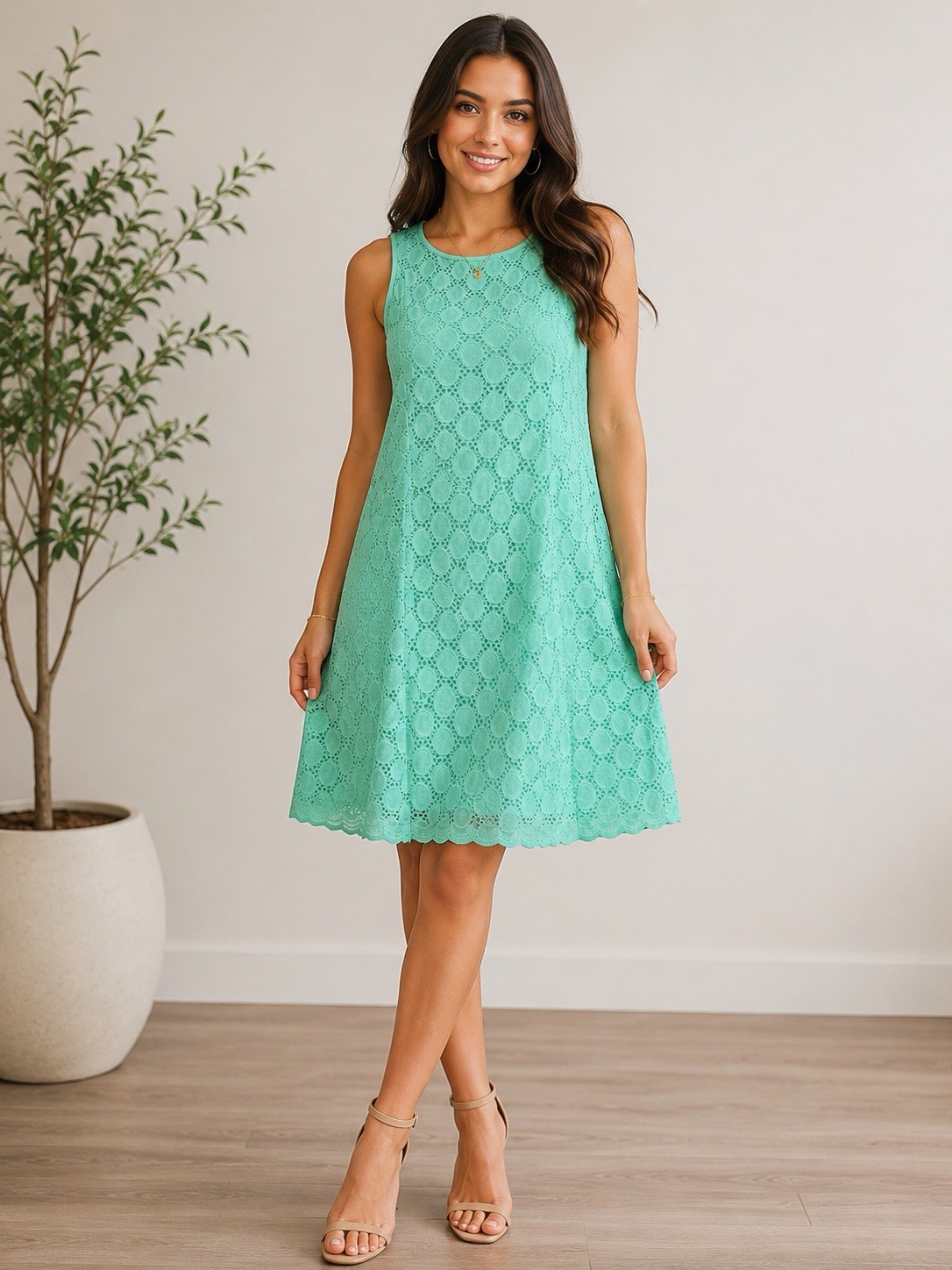 RN Studio by Ronni Nicole Mint Lace Sleeveless Knee Length Dress Size 4