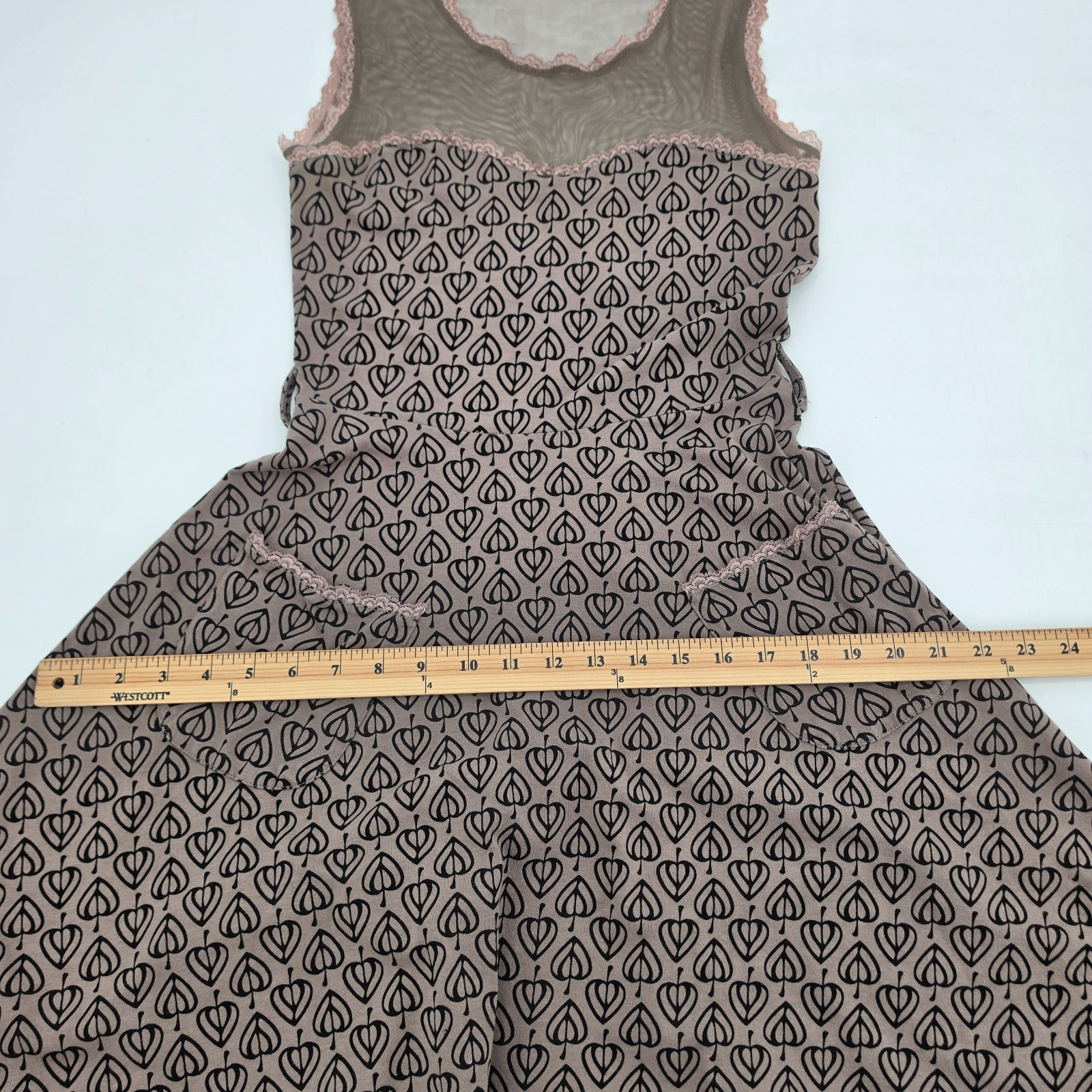 Effies Heart Modcloth Fit Flare Jackie Dress Size Small Brown Leaf Sheer Top
