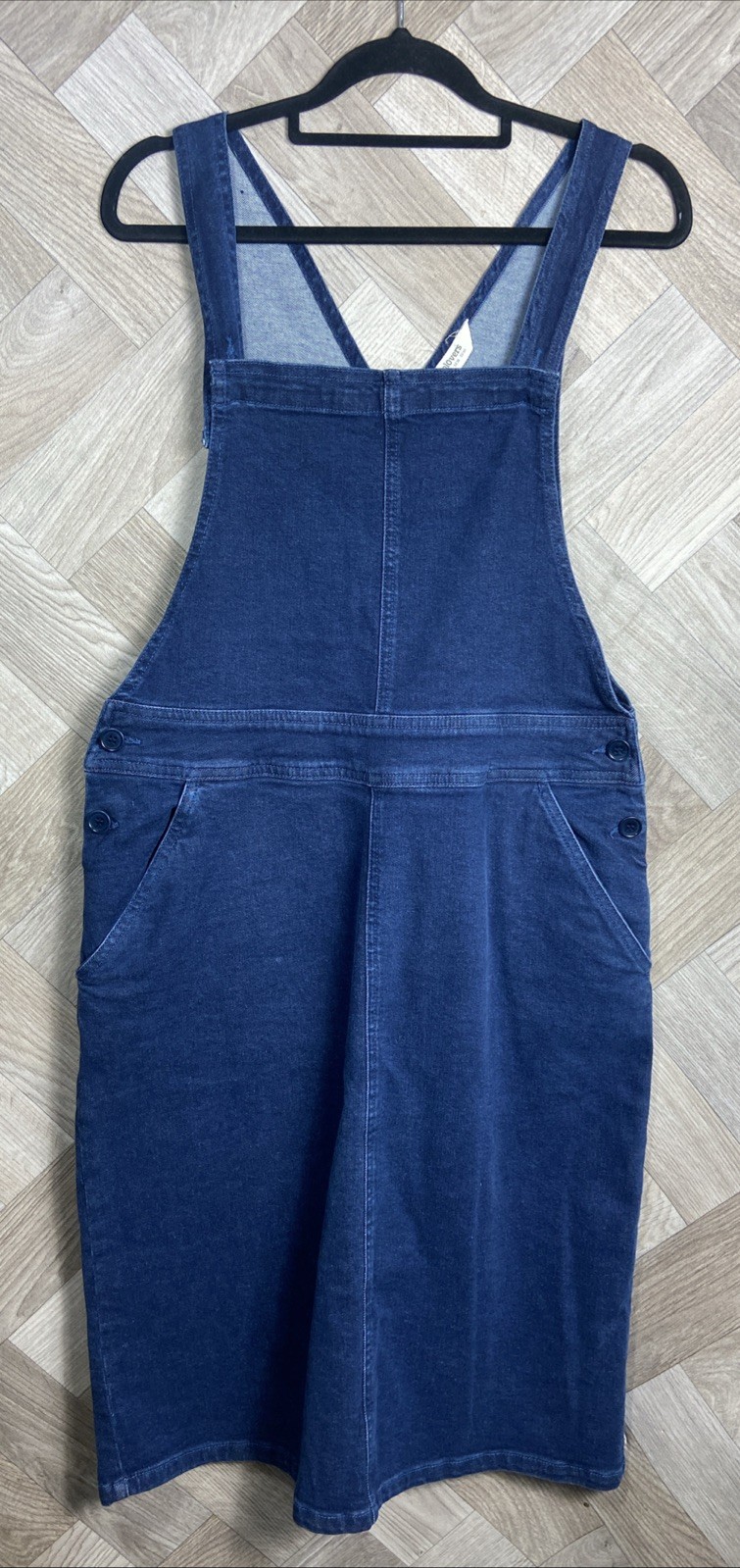 Woolovers Pinafore Dungaree Dress Blue Denim Size UK 12 Knee Length