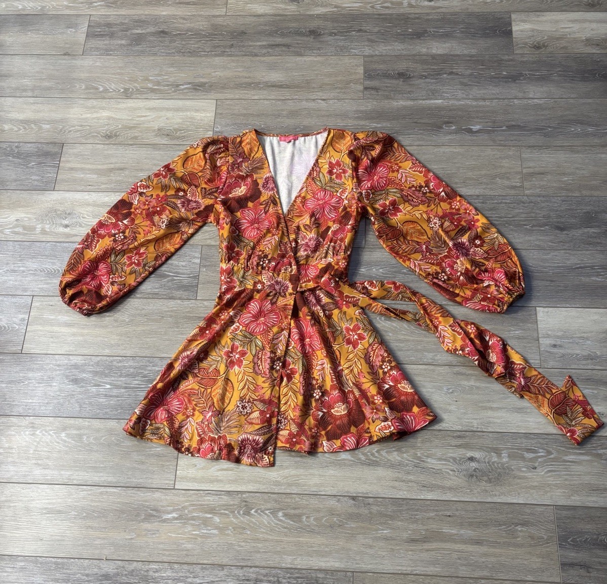 Flying Tomato Around The Time Wrap Dress Sz S Floral Retro Boho Flirty Party Fun