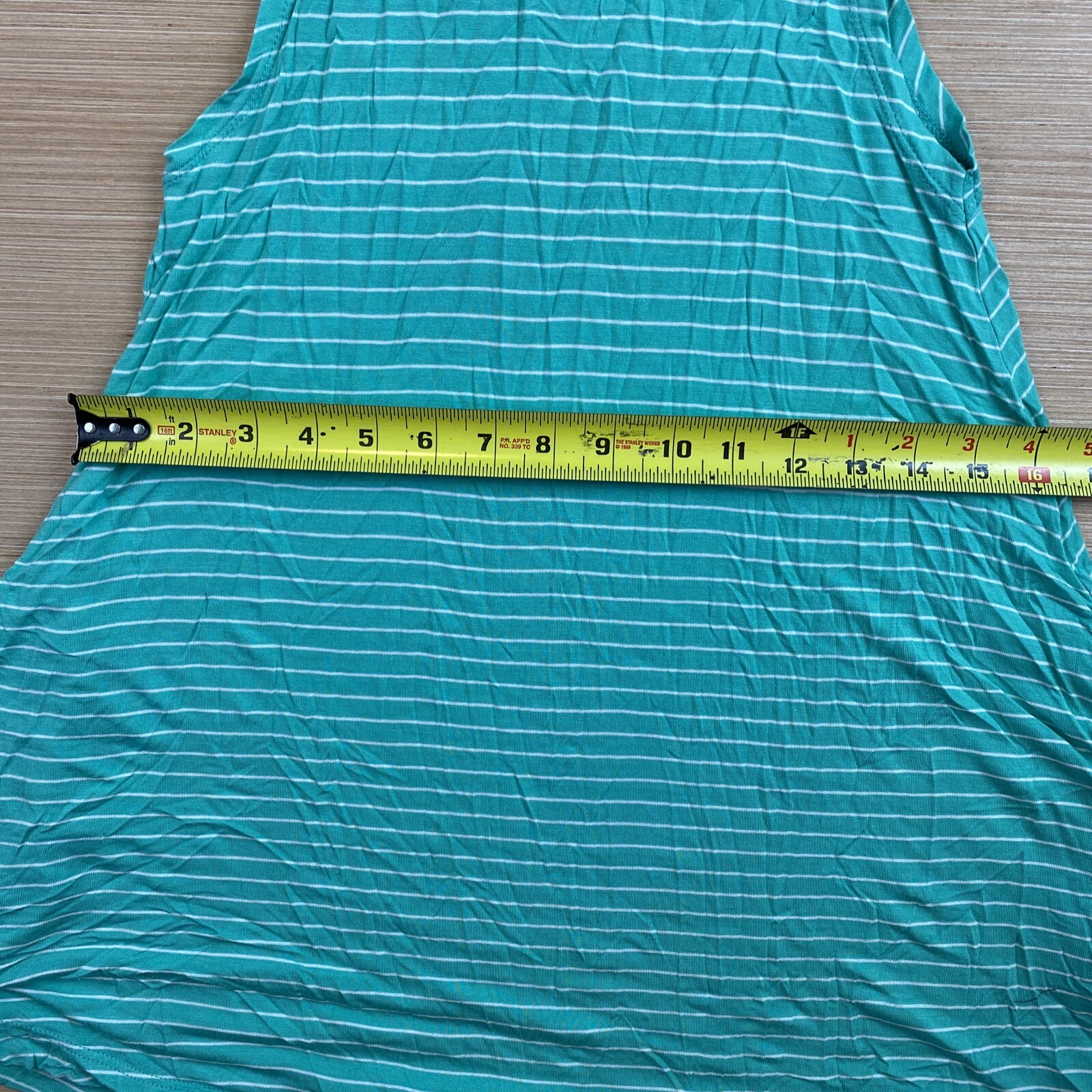 Lagaci Womens Juniors Small Green White Striped Shirt Dress Top Sleeveless Soft