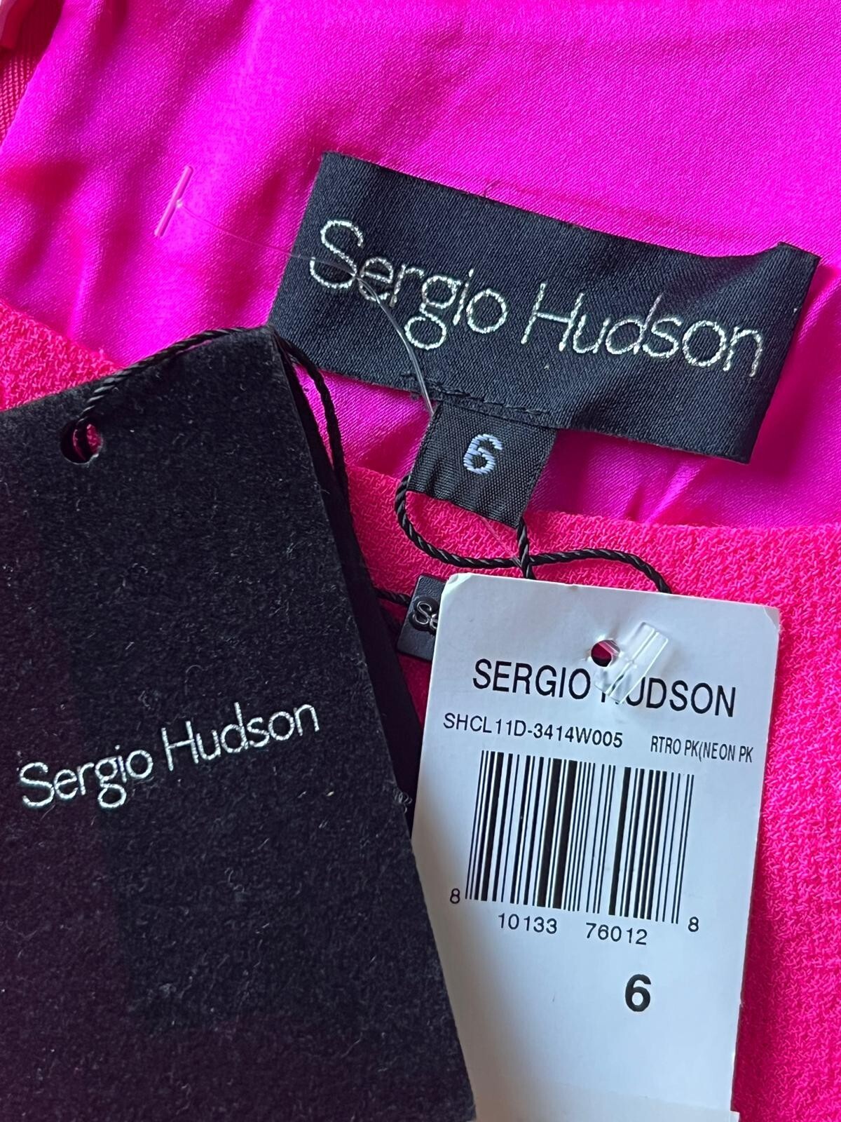 Sergio Hudson Scoop Neck Paneled Mini Tank Dress Neon Pink Size: 6 RETAI: $1295